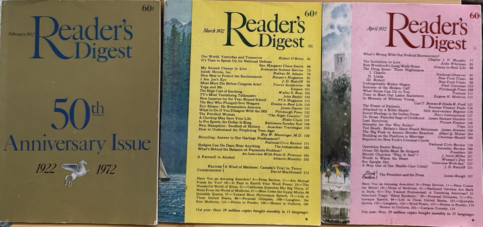 1972 February March April READER’S DIGEST MAGAZINE Vintage Retro Timeless Story