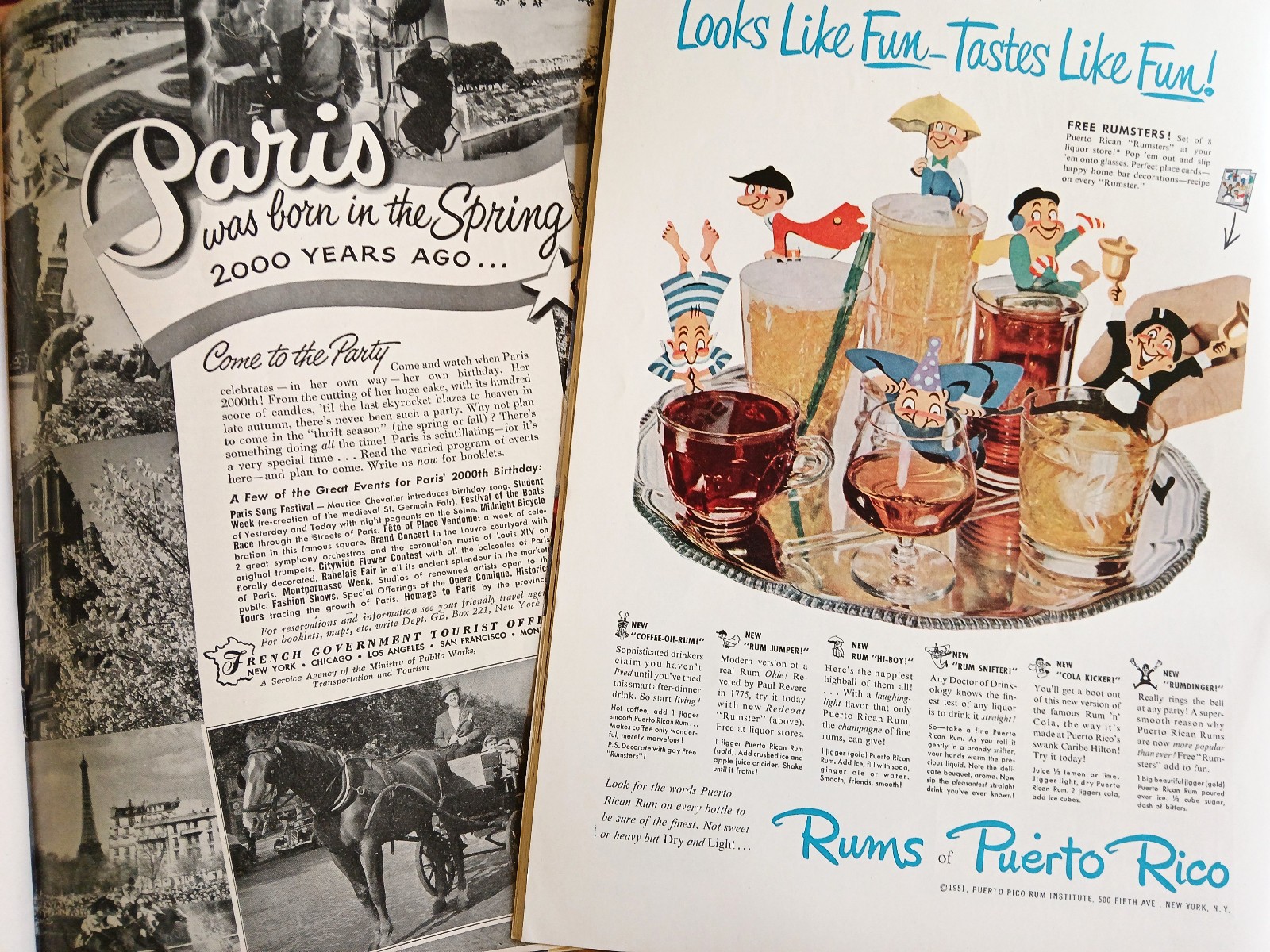 Gourmet Magazine 1951 11 issues incl Dec – full of Vintage liquor advertising