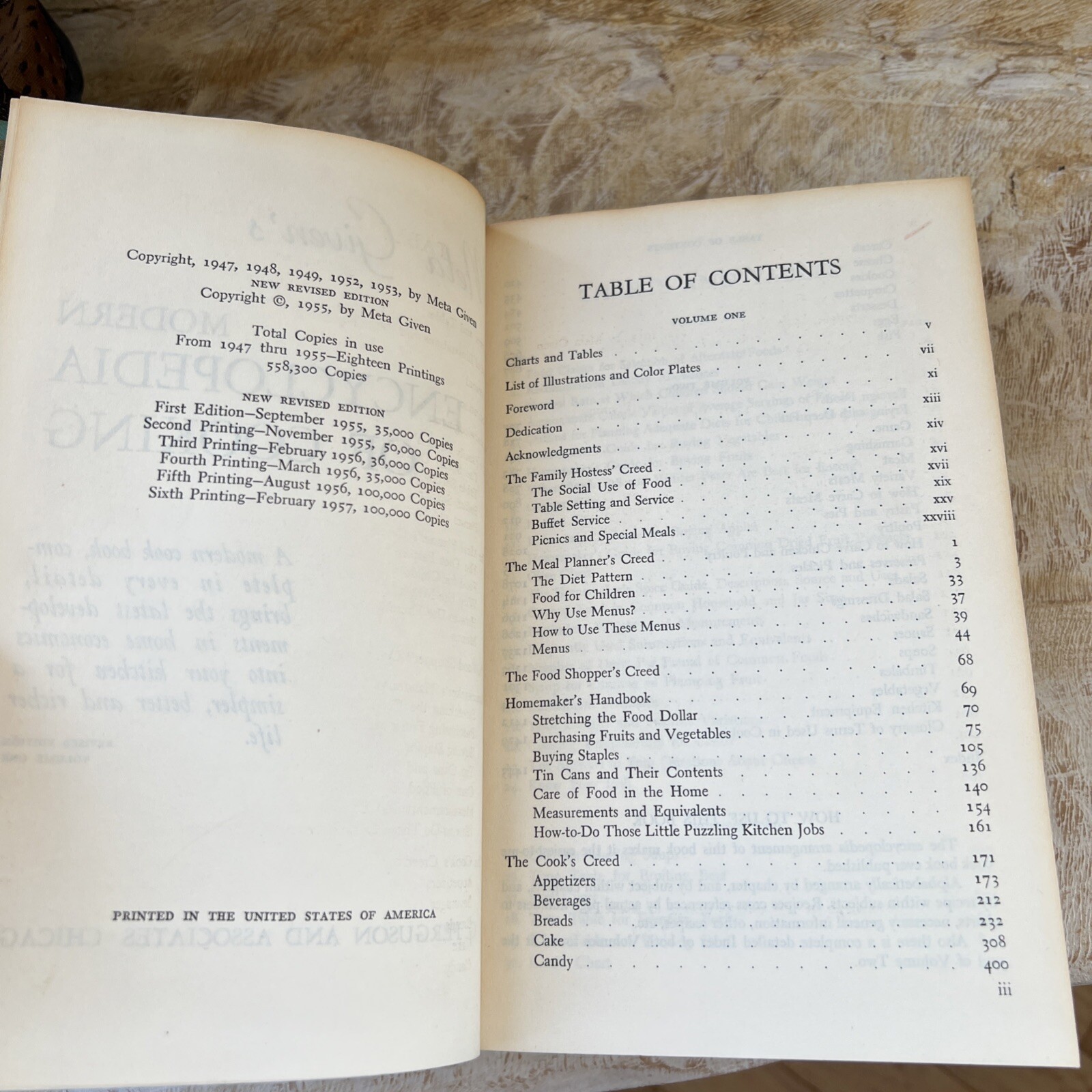 Meta Given’s MODERN ENCYCLOPEDIA OF COOKING 1957 Cookbook 736 Pages