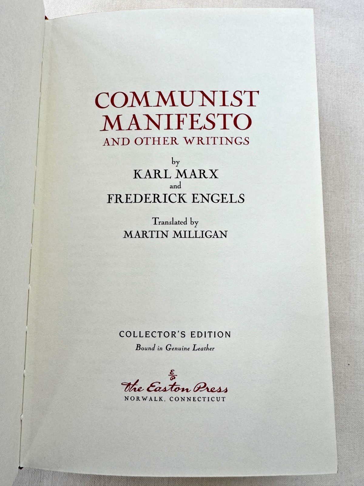 Easton Press COMMUNIST MANIFESTO Karl MARX Frederick ENGELS Collector’s Edition!