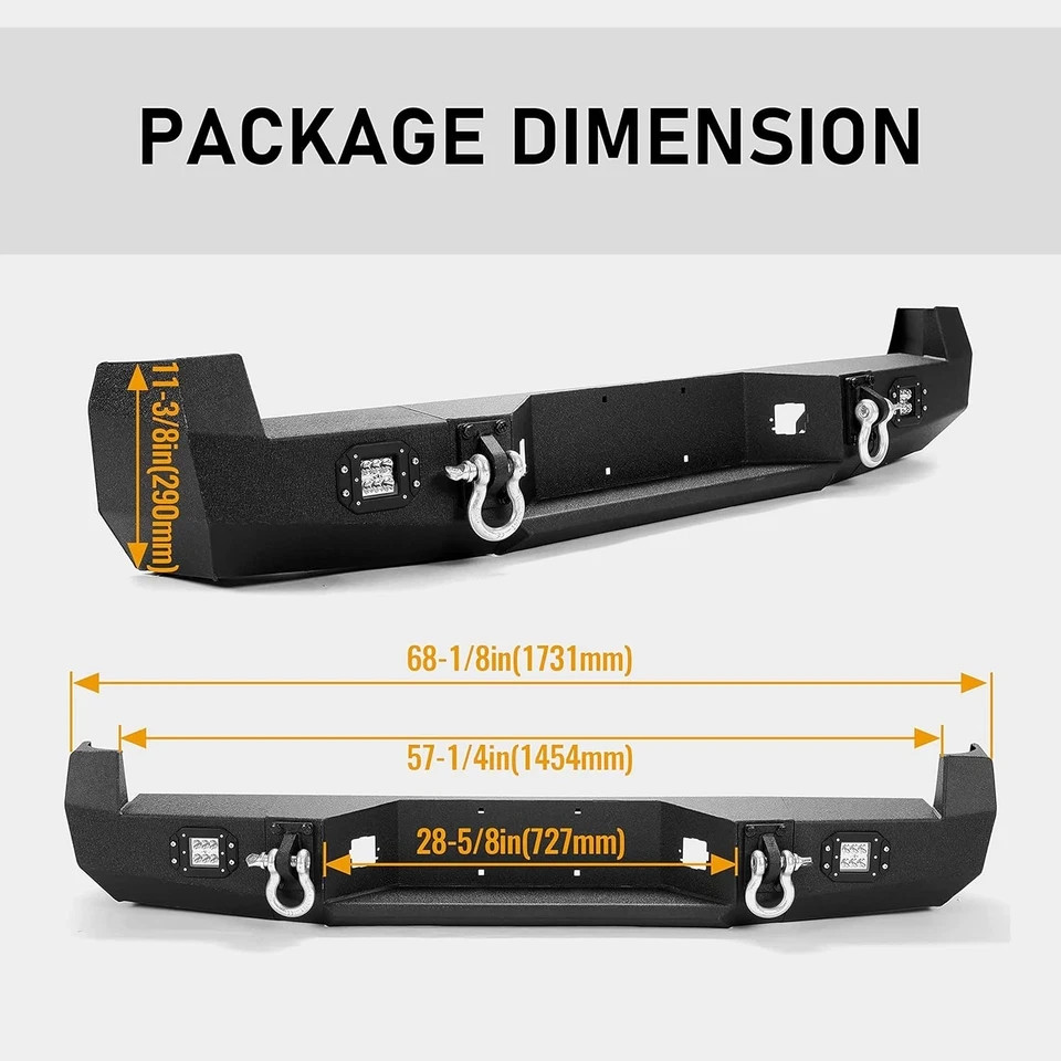Rear Bumper Compatible with 2005-2015 Toyota Tacoma W/ 18W Led Lights License Pl