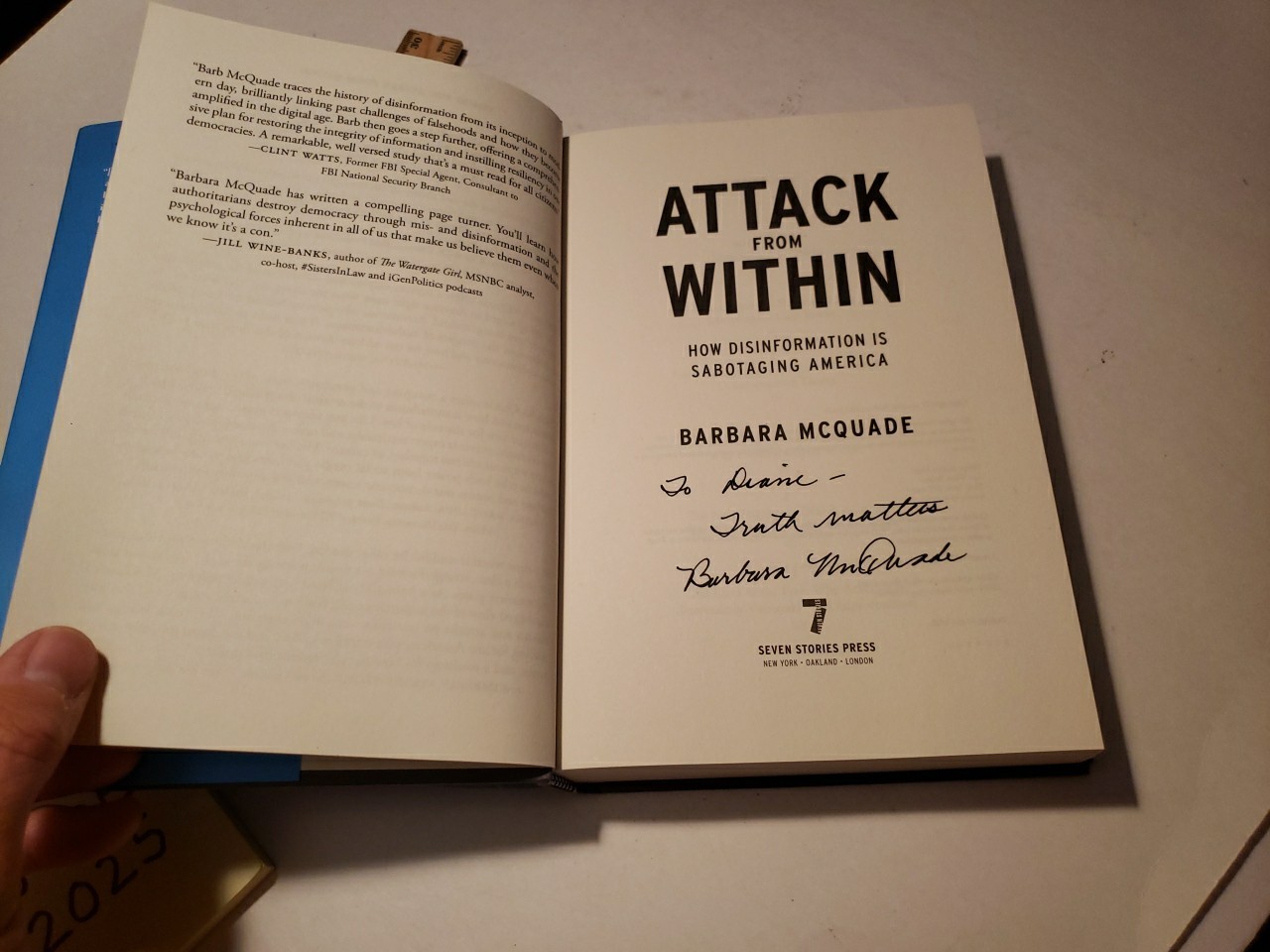 Attack from Within: How Disinformation Is Sabotaging by Barbara McQuade SIGNED