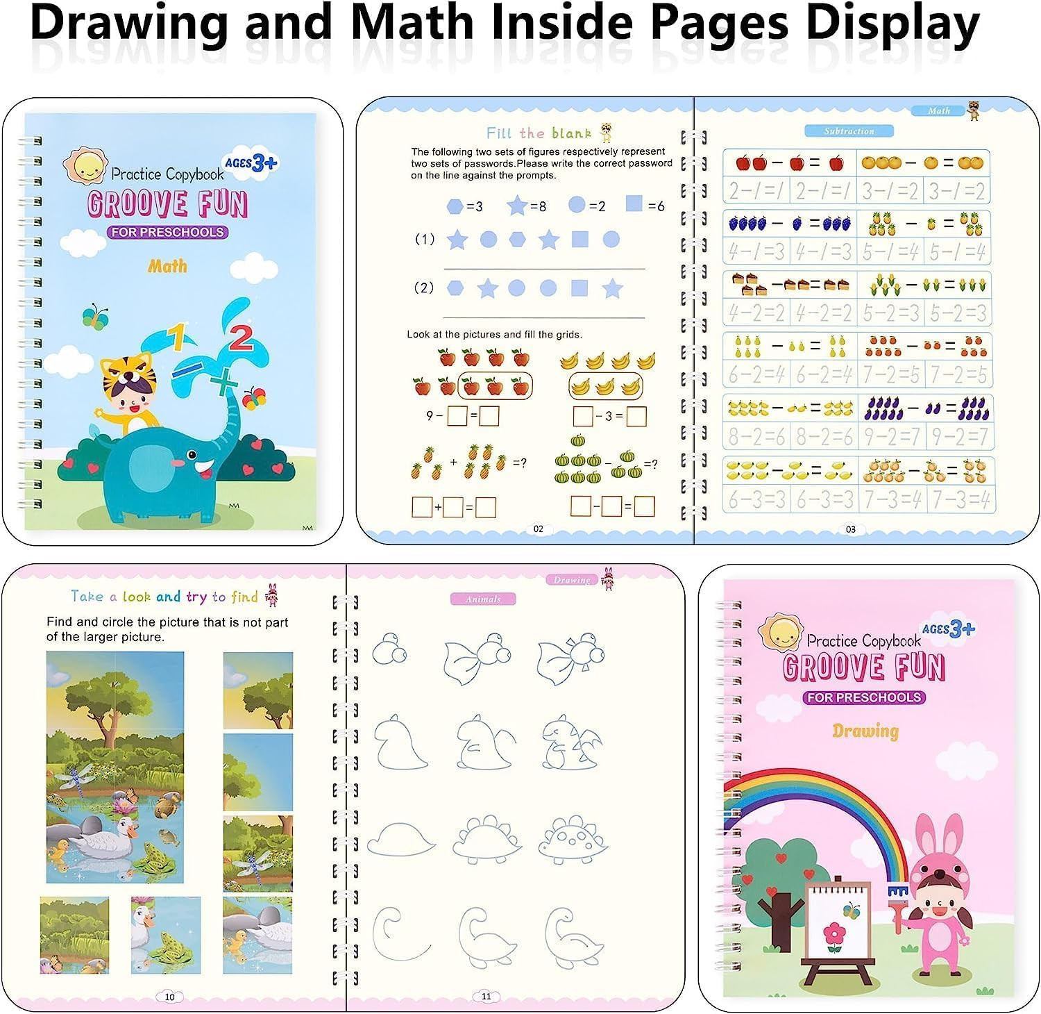 Magic Grooved Writing Practice Books, Reusable Handwriting Practice for Kids 3+