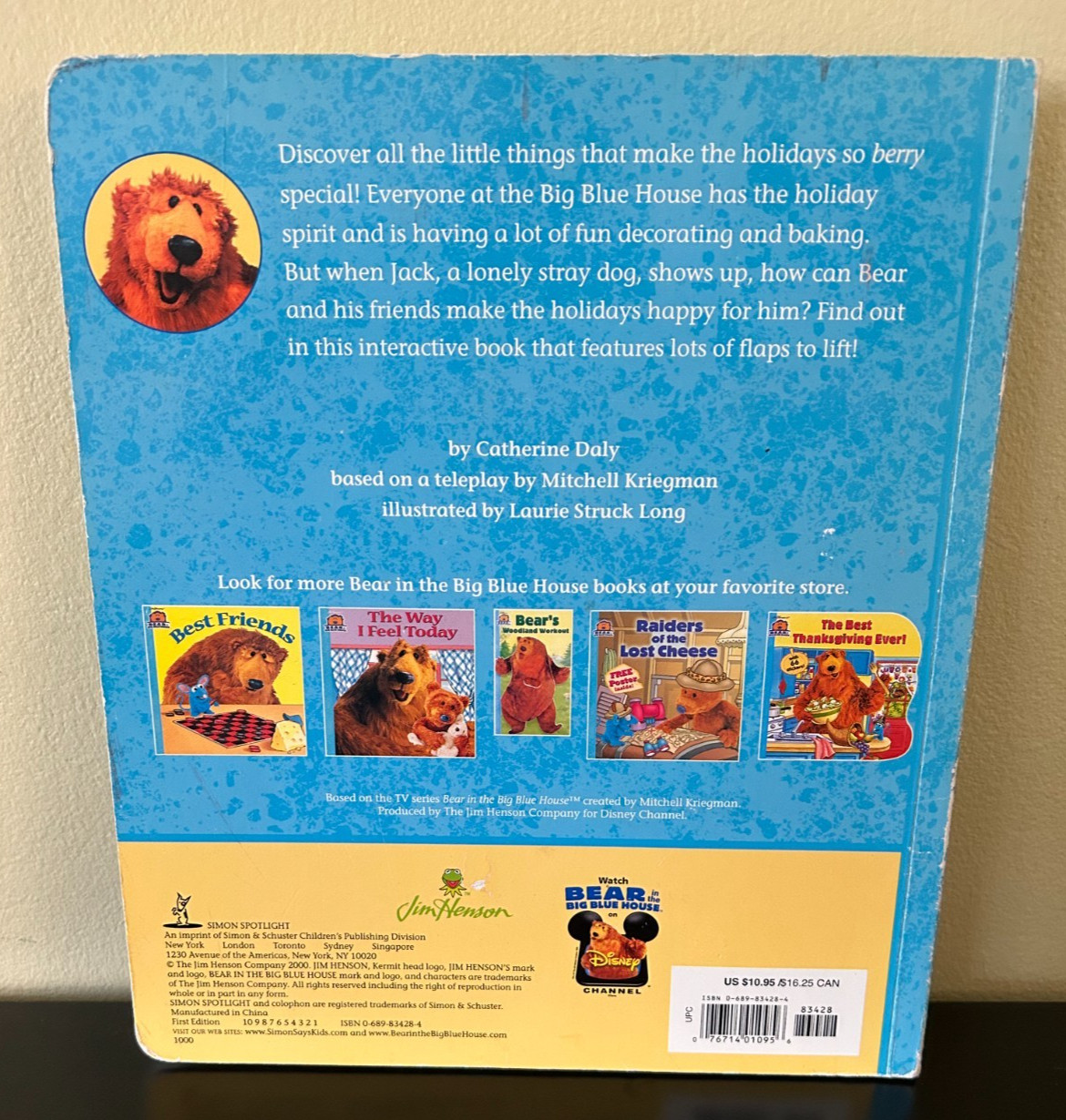 BEAR IN THE BIG BLUE HOUSE Bear’s Berry Christmas flap board book 2000 Henson