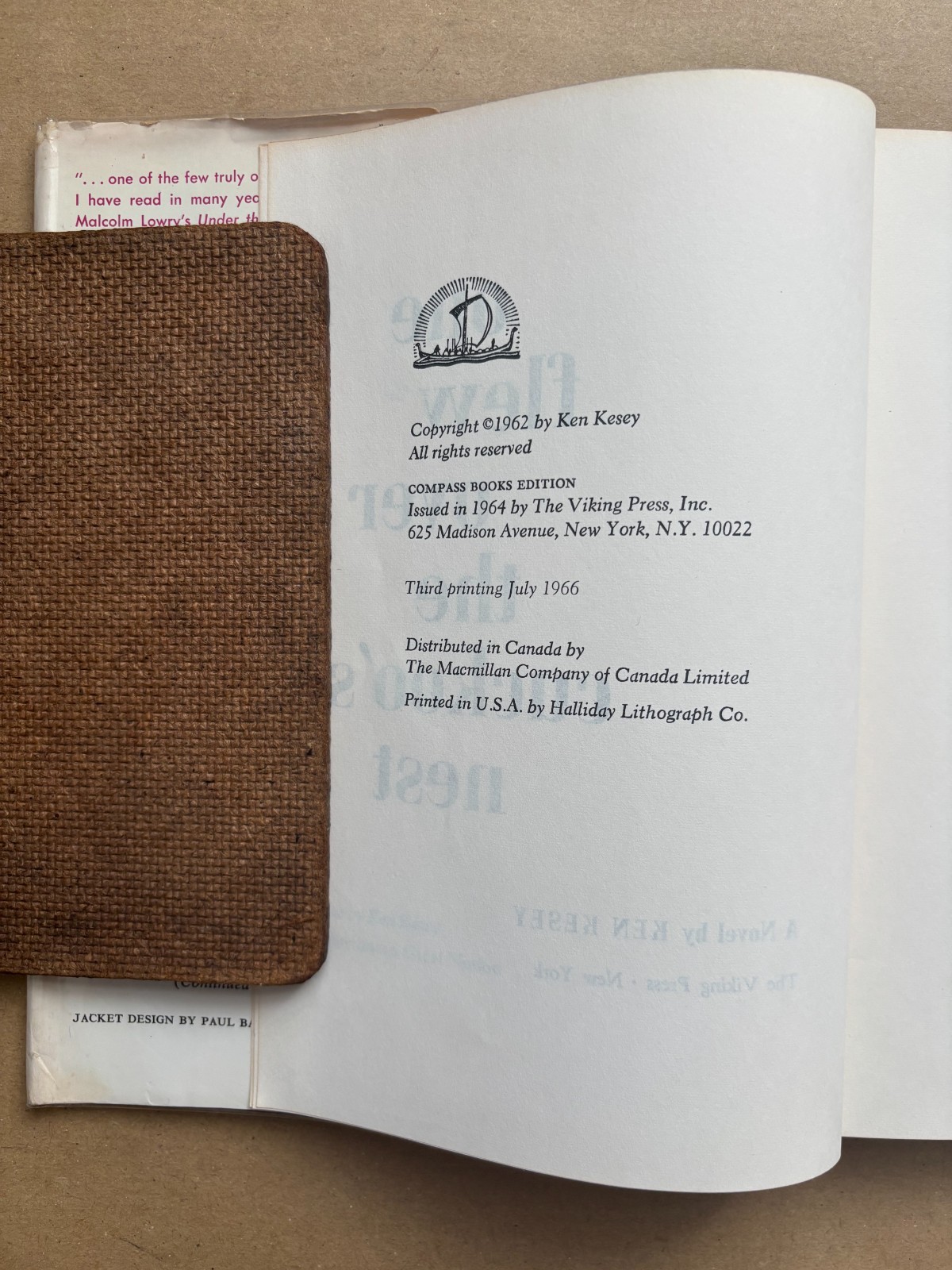 Ken Kesey One Flew Over the Cuckoo’s Nest 1966 third printing counterculture