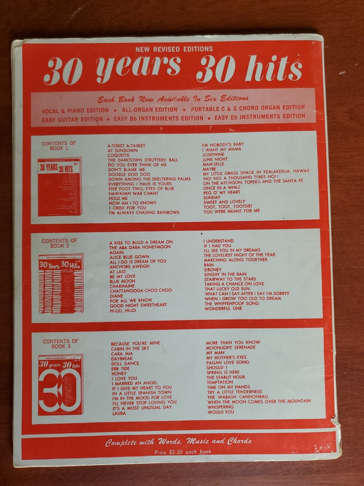 30 Years, 30 Hits for C&G Chord Organs and Guitar – Vintage Paperback