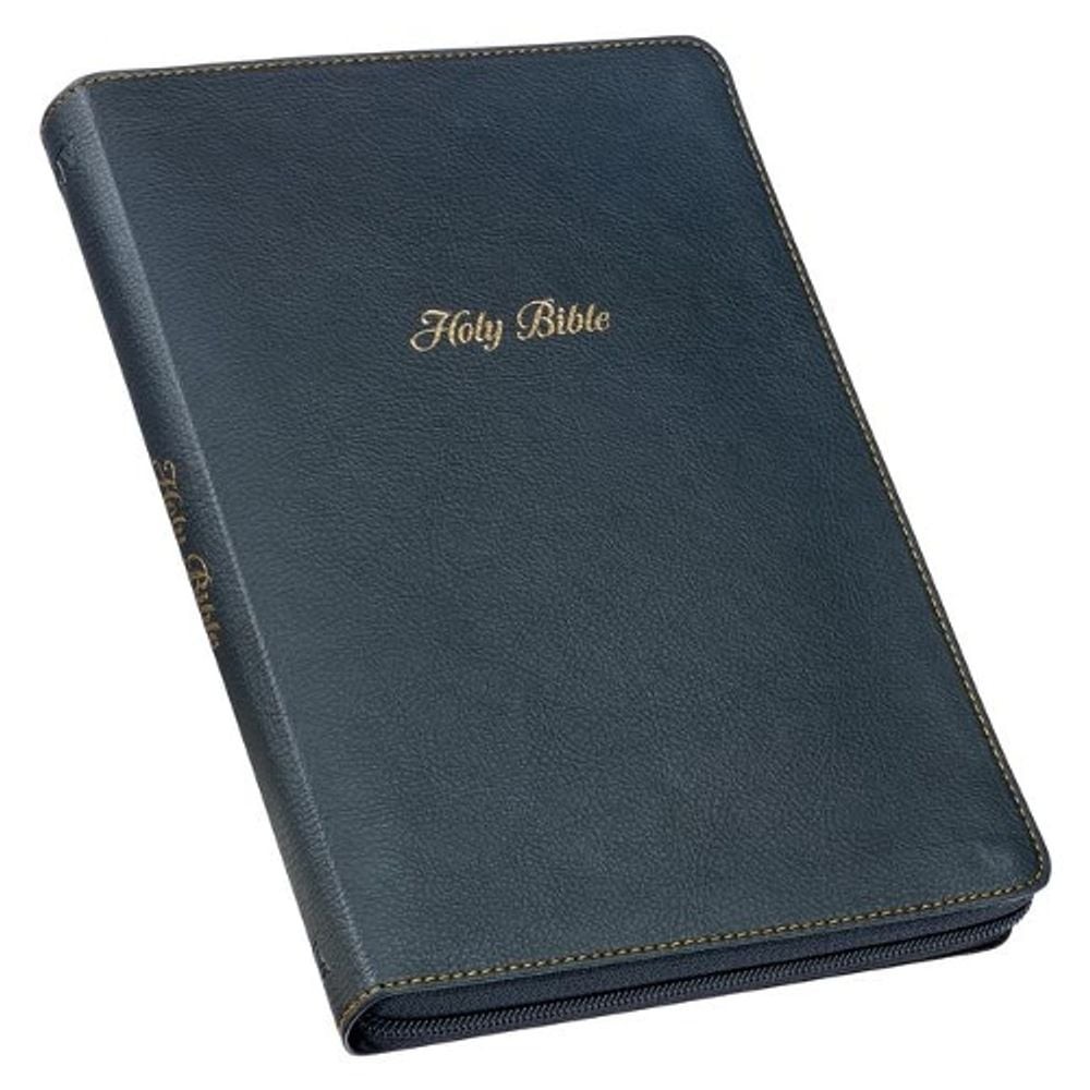KJV Bible Thinline Large Print (Faux Leather, Black W/Zipper) by Christian Art G