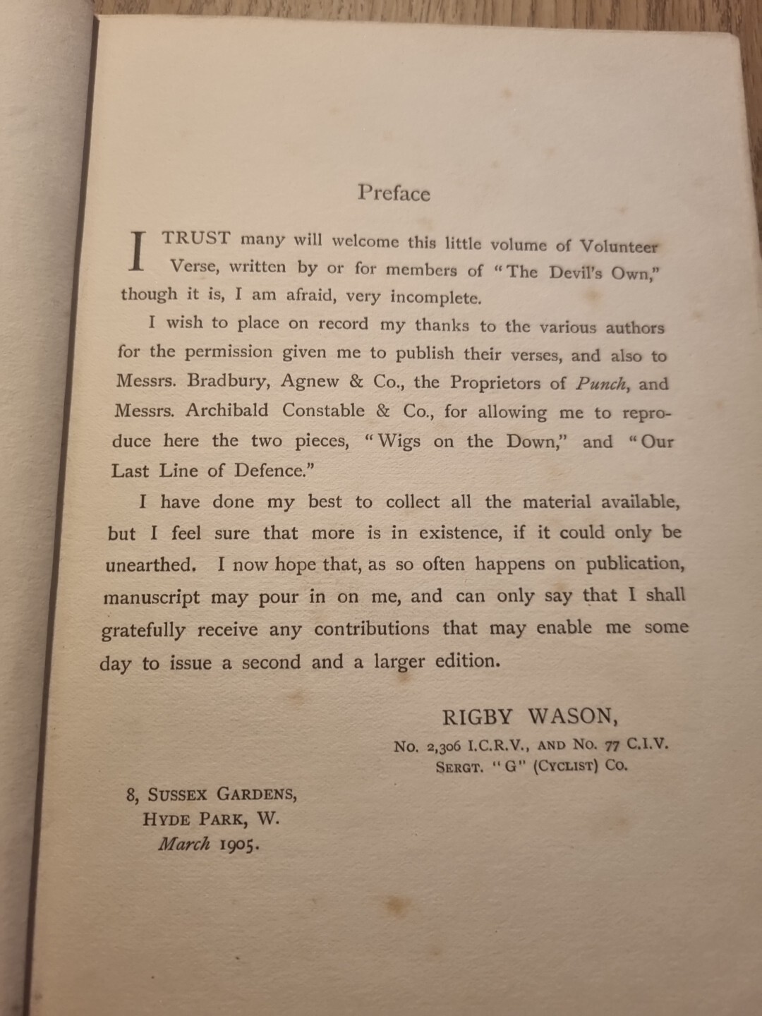 Wason – Some Volunteer Verse – Hardback 1905
