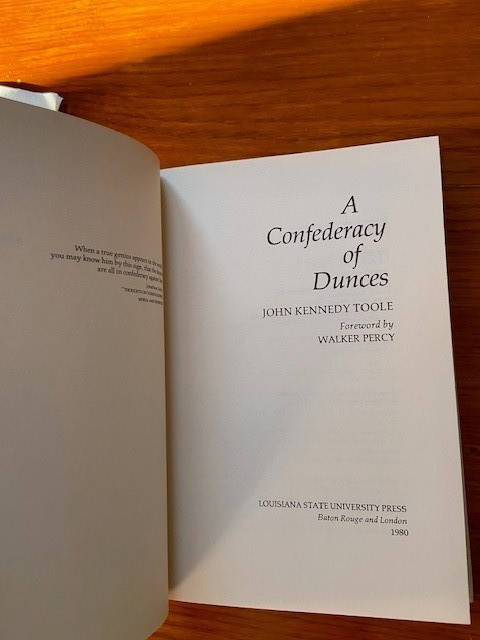 CONFEDERACY OF DUNCES John Kennedy Toole 1st Edition, Third (3rd )Printing,No dj