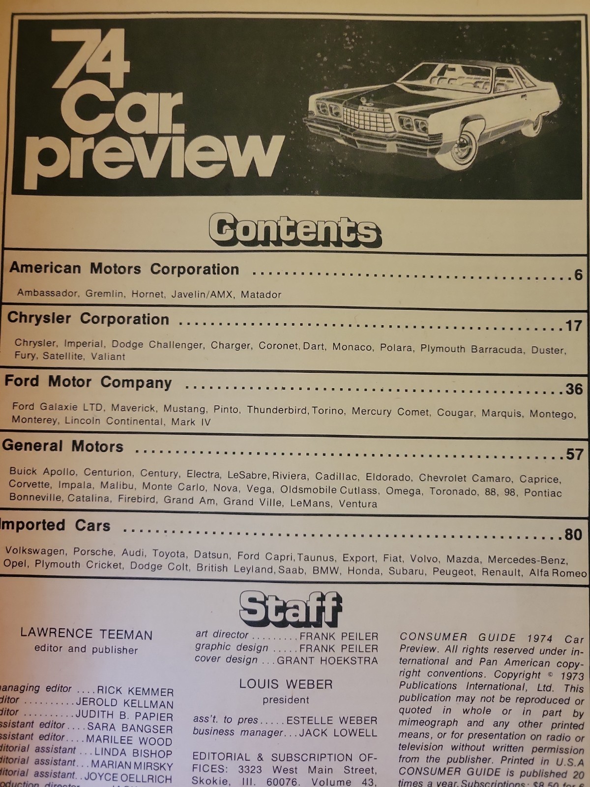 Lot 3 1974 74 New Car Yearbook Preview Ratings Prices Magazines-Buyer’s Guides
