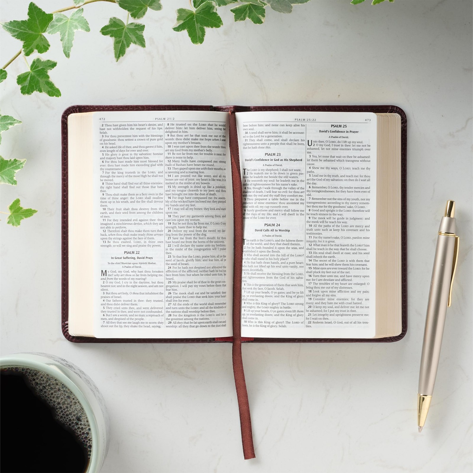 KJV Pocket Bible Mini Faux Leather Red Letter Edition with Ribbon – Burgundy