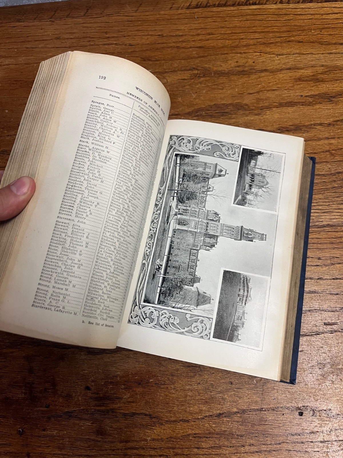 1899 Wisconsin Blue Book Hardcover Book Antique Vintage Diagram Senate and Assem