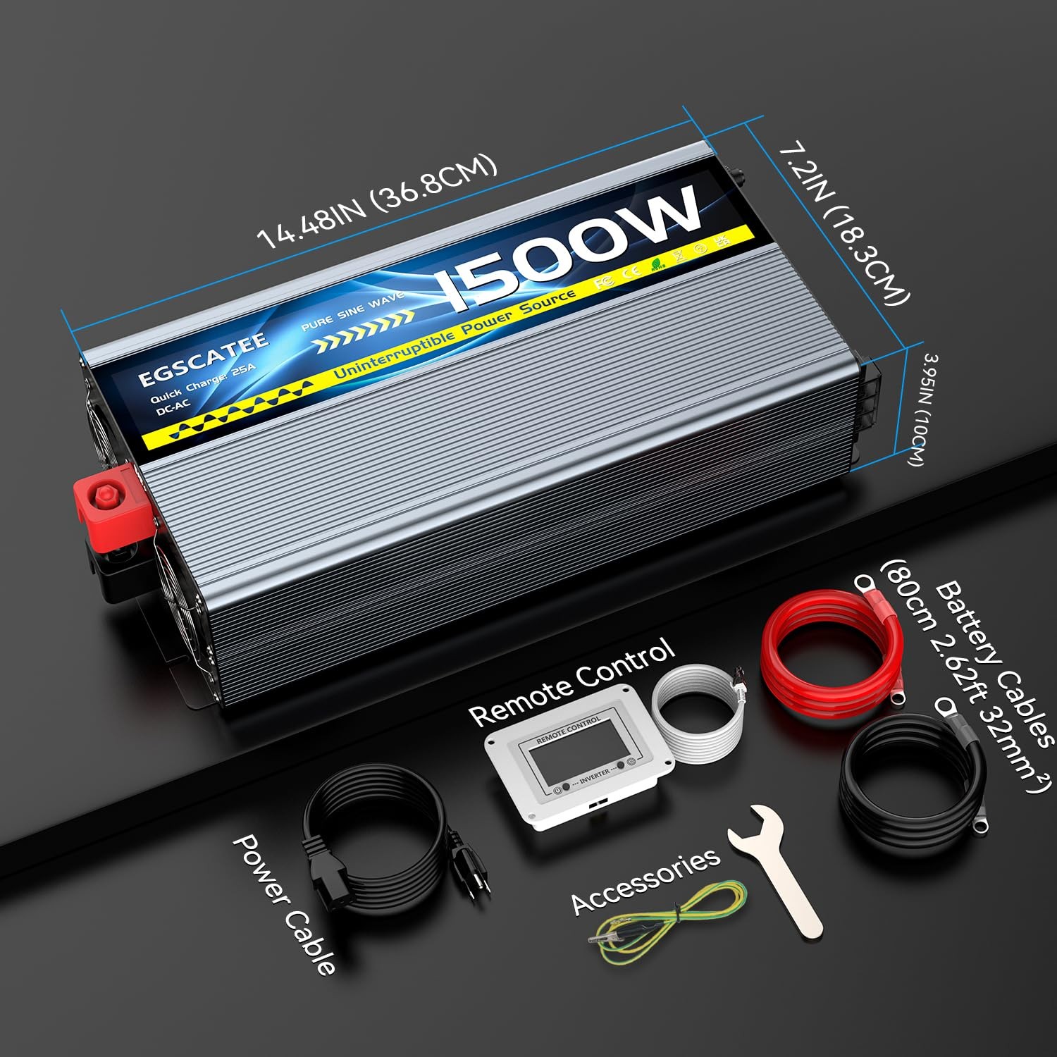 1500W Pure Sine Wave Inverter & Charger for Sump Pump Battery Backup System