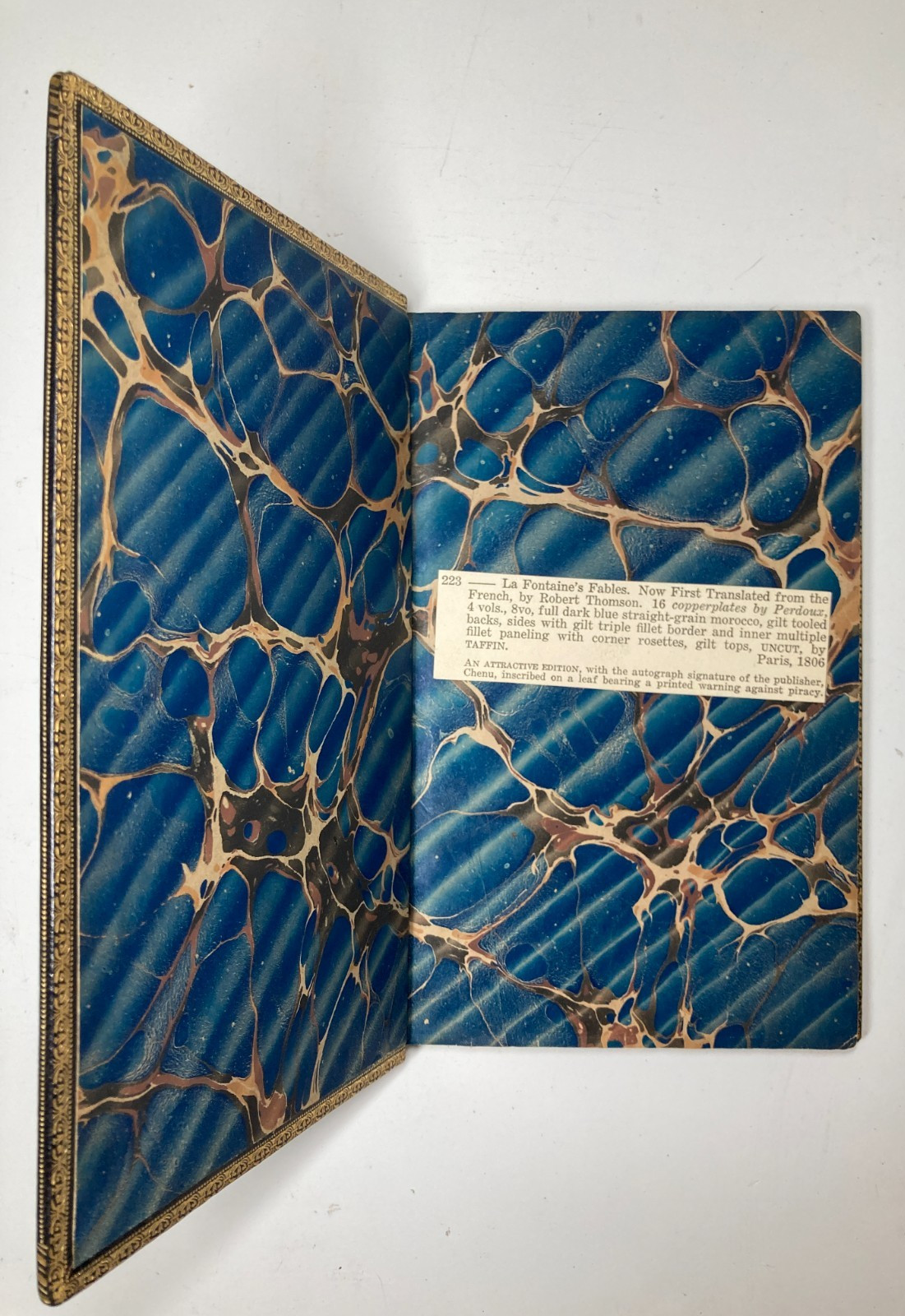 1806 La Fontaine Fables 4 Vols Taffin Signed Fine Morocco Leather Plates Uncut