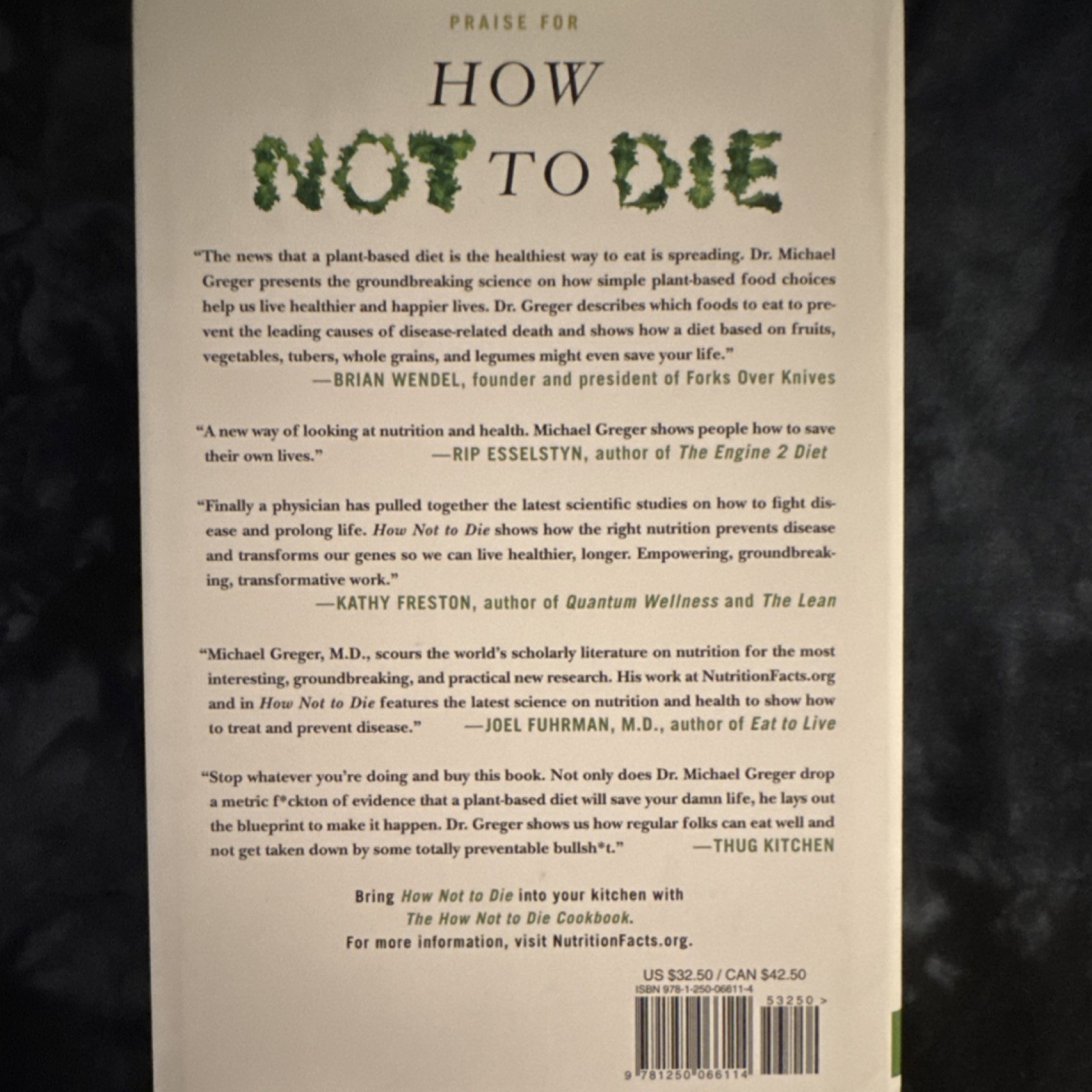 How Not to Die by Michael Greger & Gene Stone Hardcover Nutrition Guide