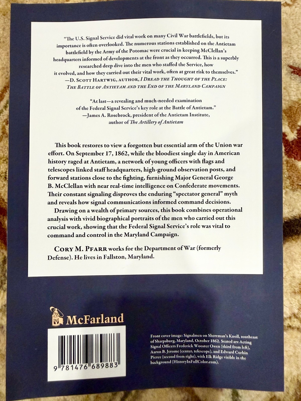 The Federal Signal Service at Antietam – Cory M. Pfarr – Signed Copies