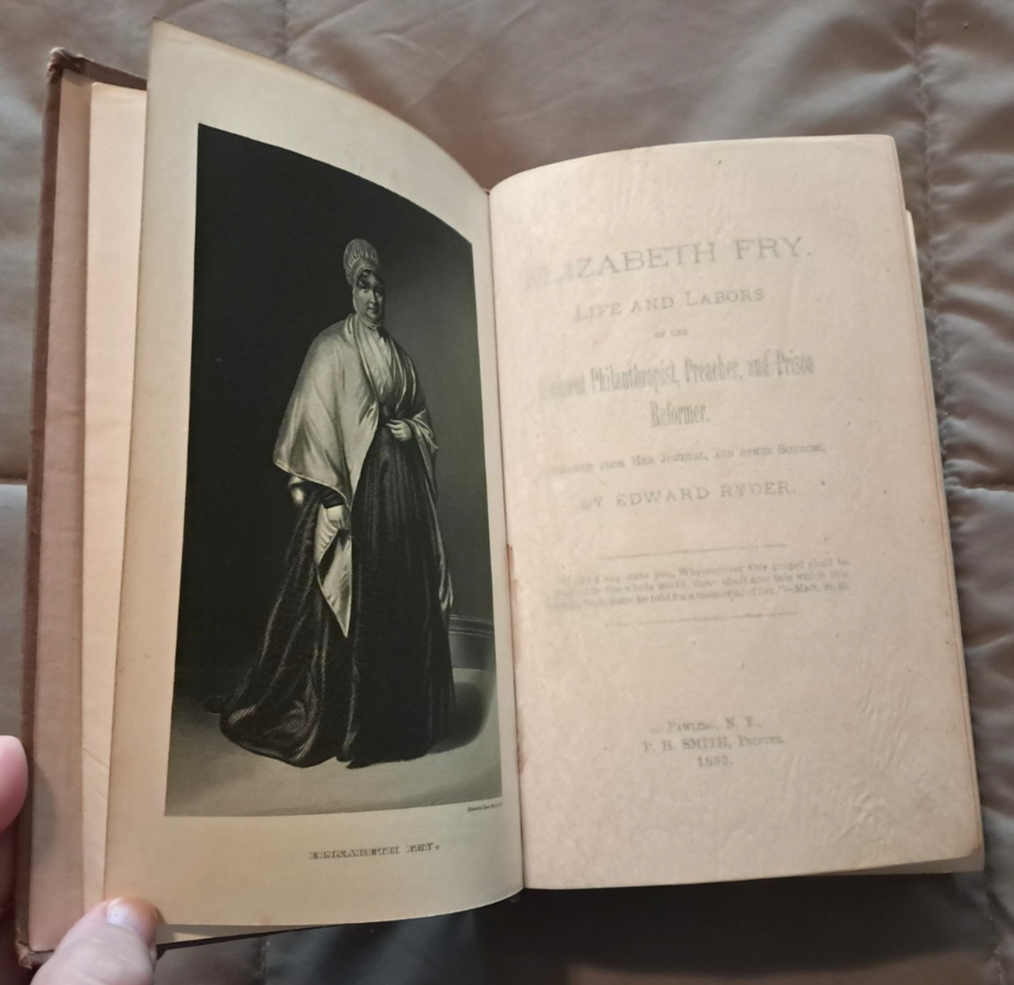 Elizabeth Fry by Edward Ryder, 1883, Prison Reformer, Philanthropist,HC, GOOD