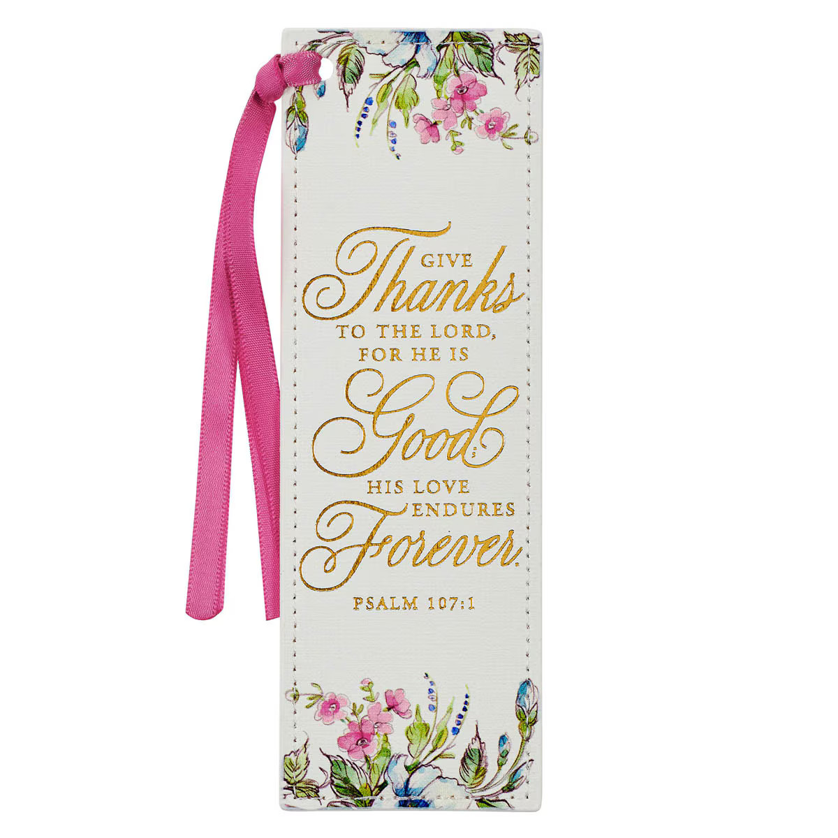 Premium Vegan Leather Scripture Bookmark for Women: Give Thanks – Ps. 107:1