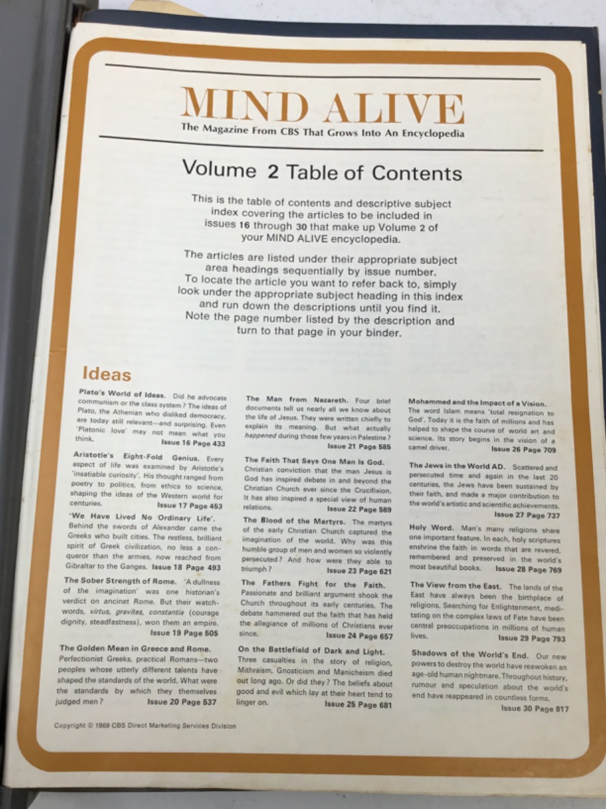 Mind Alive Encyclopedia Complete Set 8 Vol + Index. 1968-70 Binders