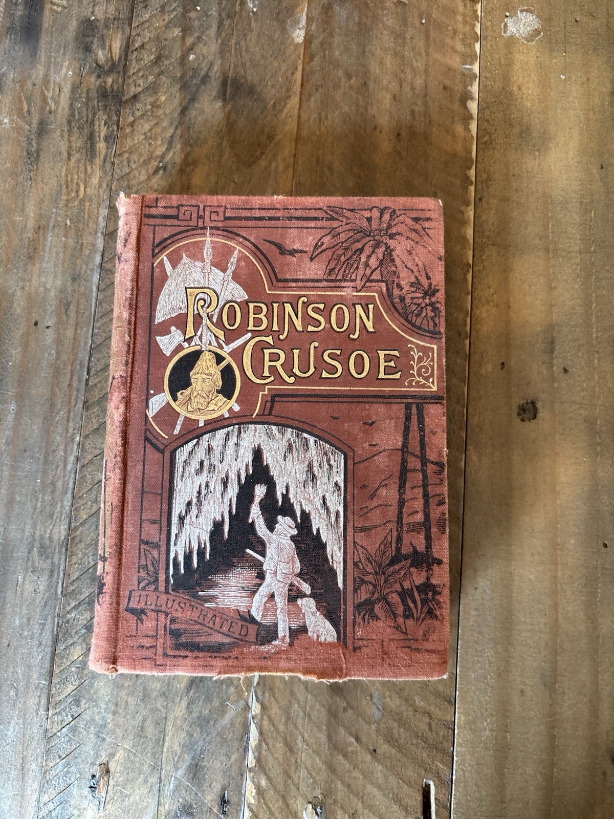 Robinson Crusoe Antique Daniel Dafoe Illustrated Hardcover Adventure Book