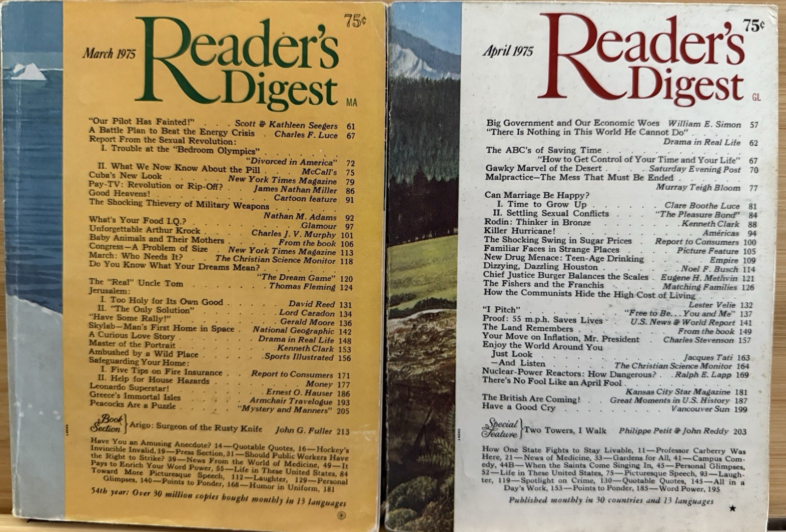 1975 March April READER’S DIGEST MAGAZINE Vintage Retro Timeless Fun Stories