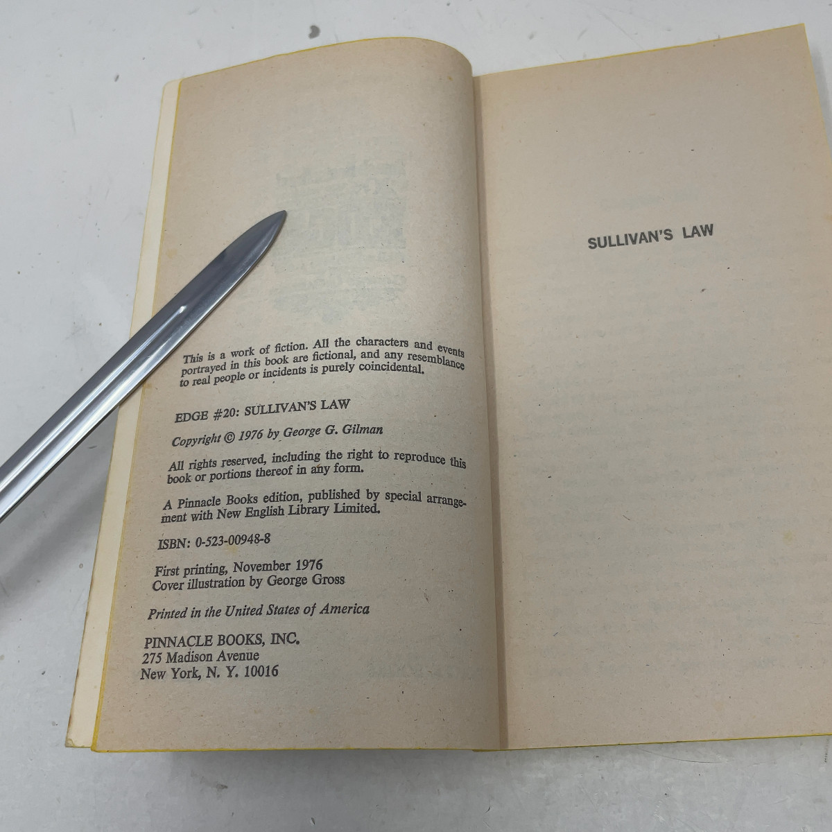 Sullivan’s Law (Edge #20) by George G. Gilman PB First Thus Very Good 1976