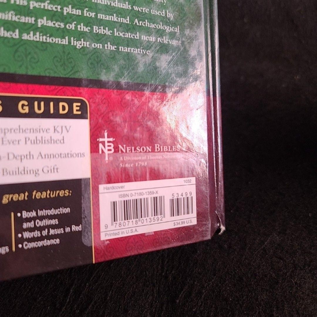 Holy Bible King James Study Bible Personal Size KJV Thomas Nelson HC Green/Red