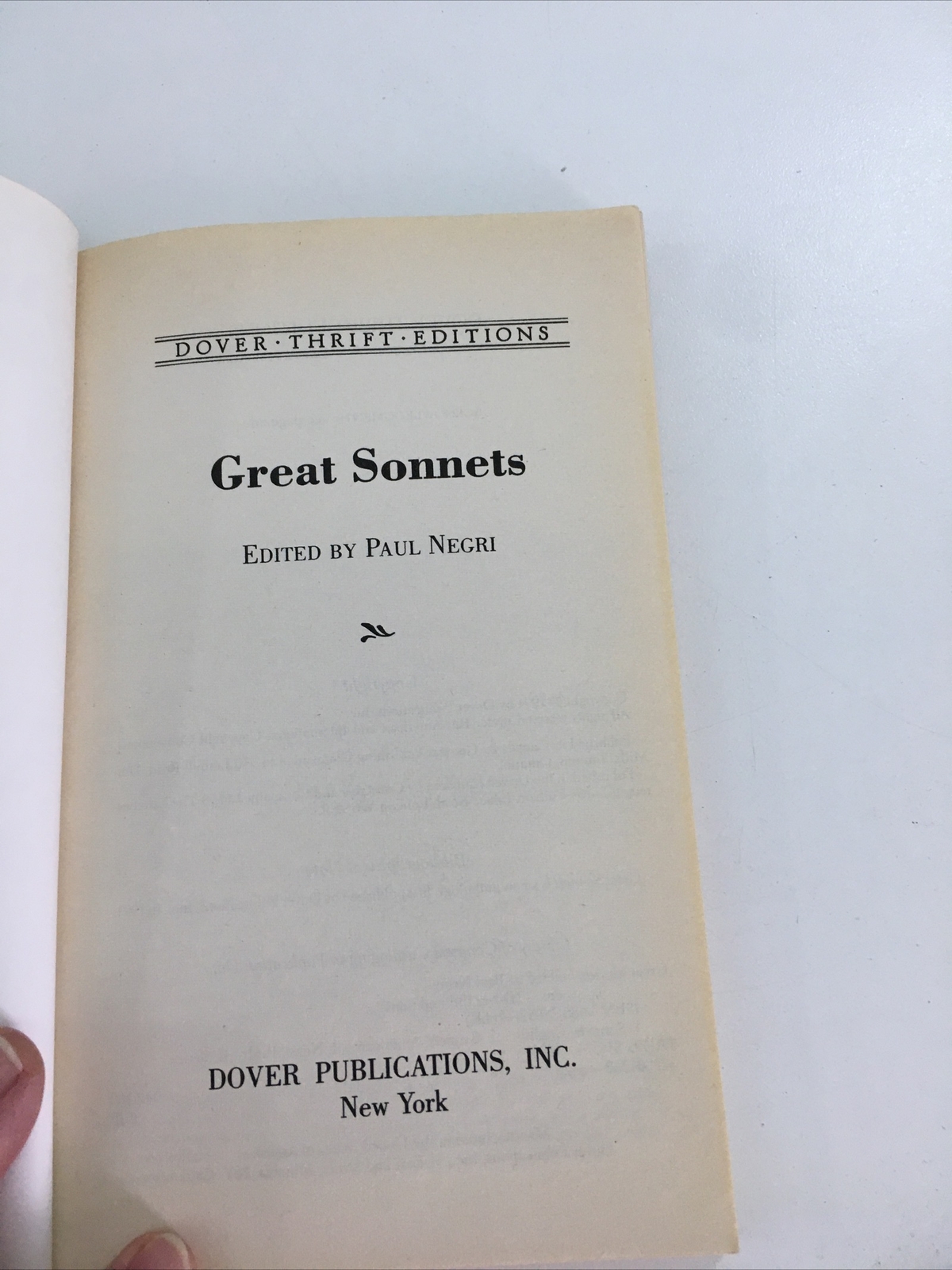 Great Sonnets – Paul Negri (Paperback, 1994)