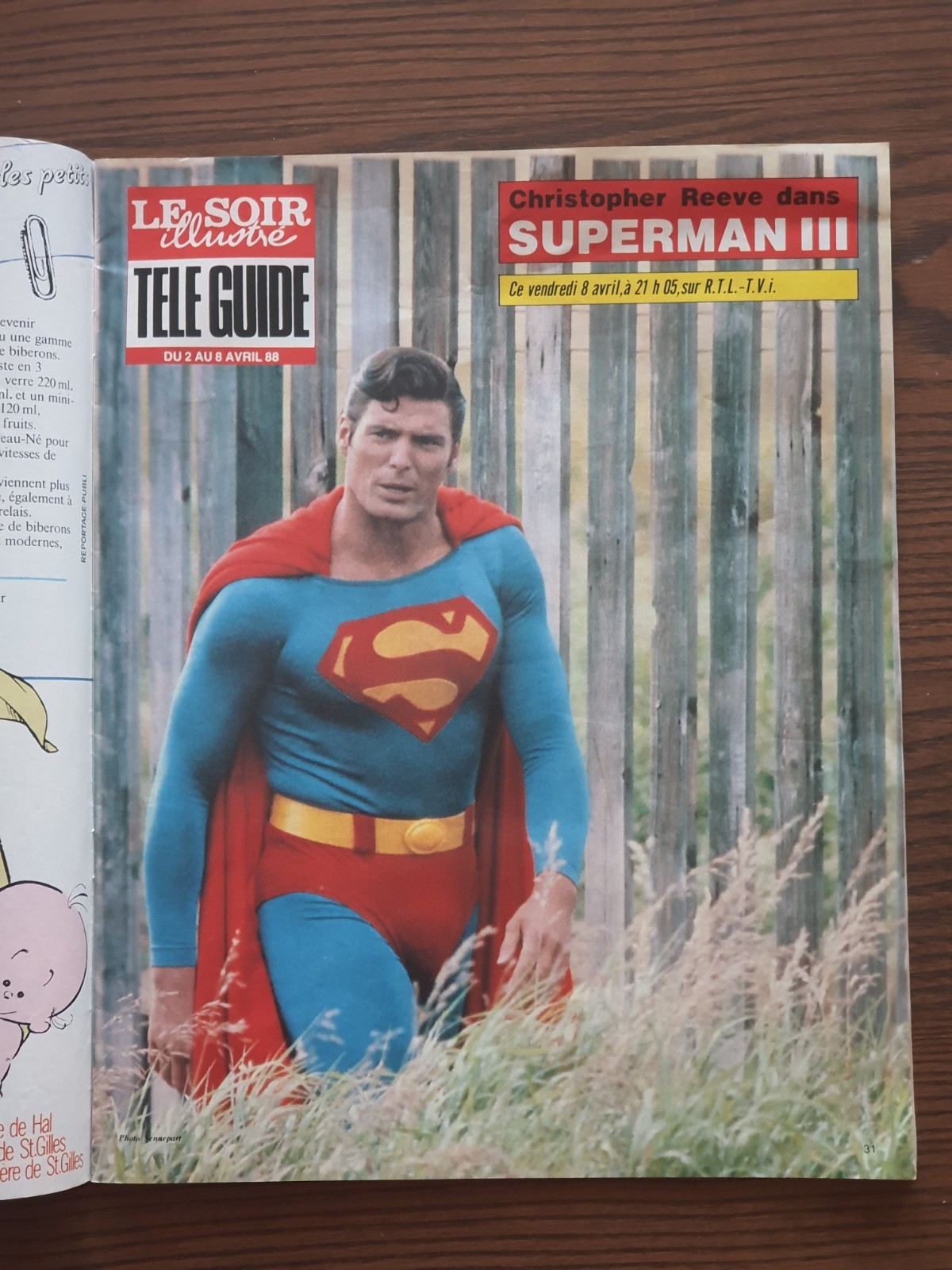 🟢 Superman III Christopher Reeve Le Soir Illustre 1988 TV Belgium Magazine