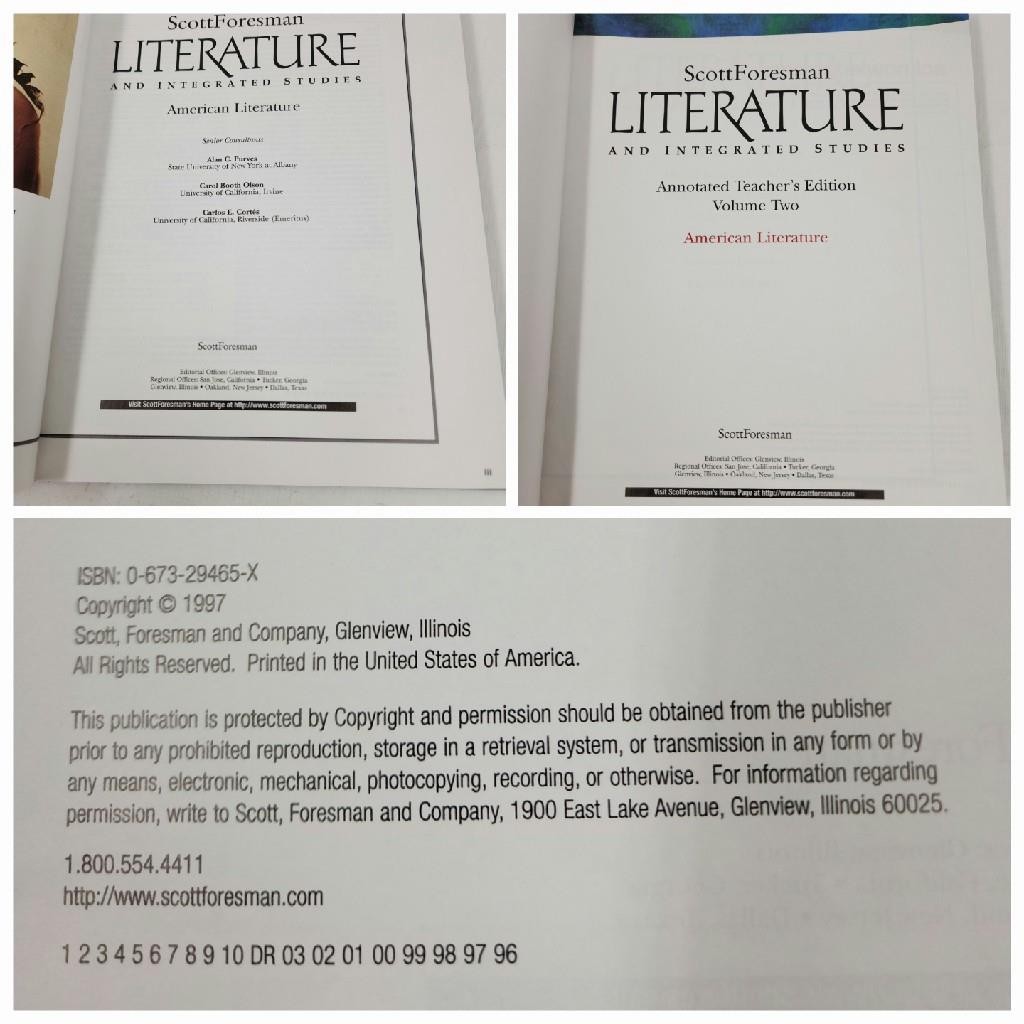 American Literature and Integrated Studies Teacher’s Edition Units 1-8 Foresman