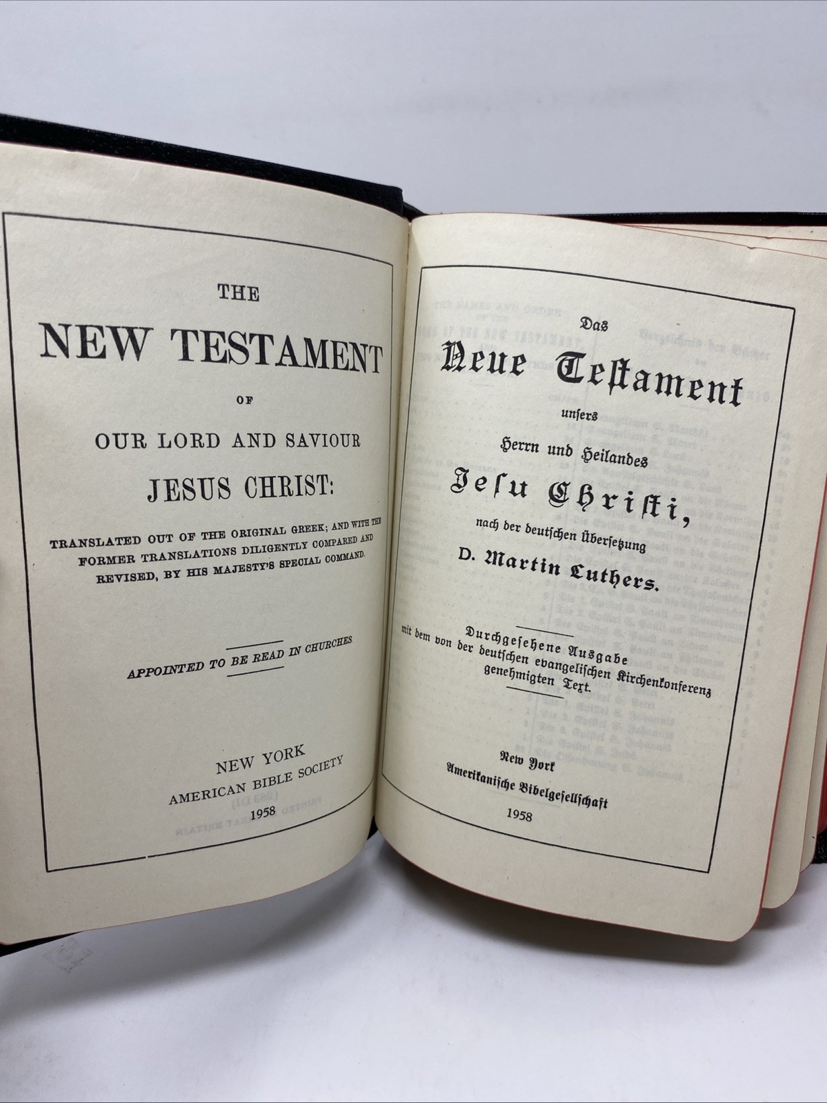 The New Testament German and English 1958 American Bible Society Leather-Like