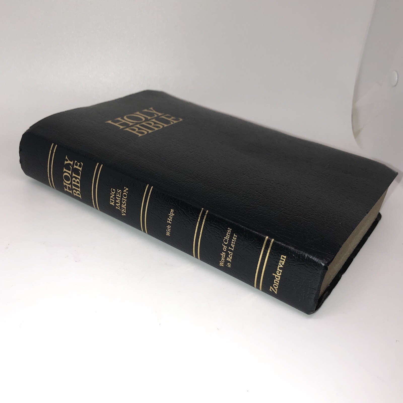 Vintage Holy Bible King James Version Zondervan Edition Leather Black Red Letter