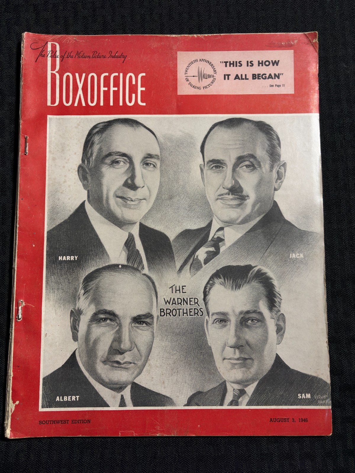 1946 Aug 3 BOXOFFICE Magazine VG+ 4.5 The Warner Brothers How it all Began