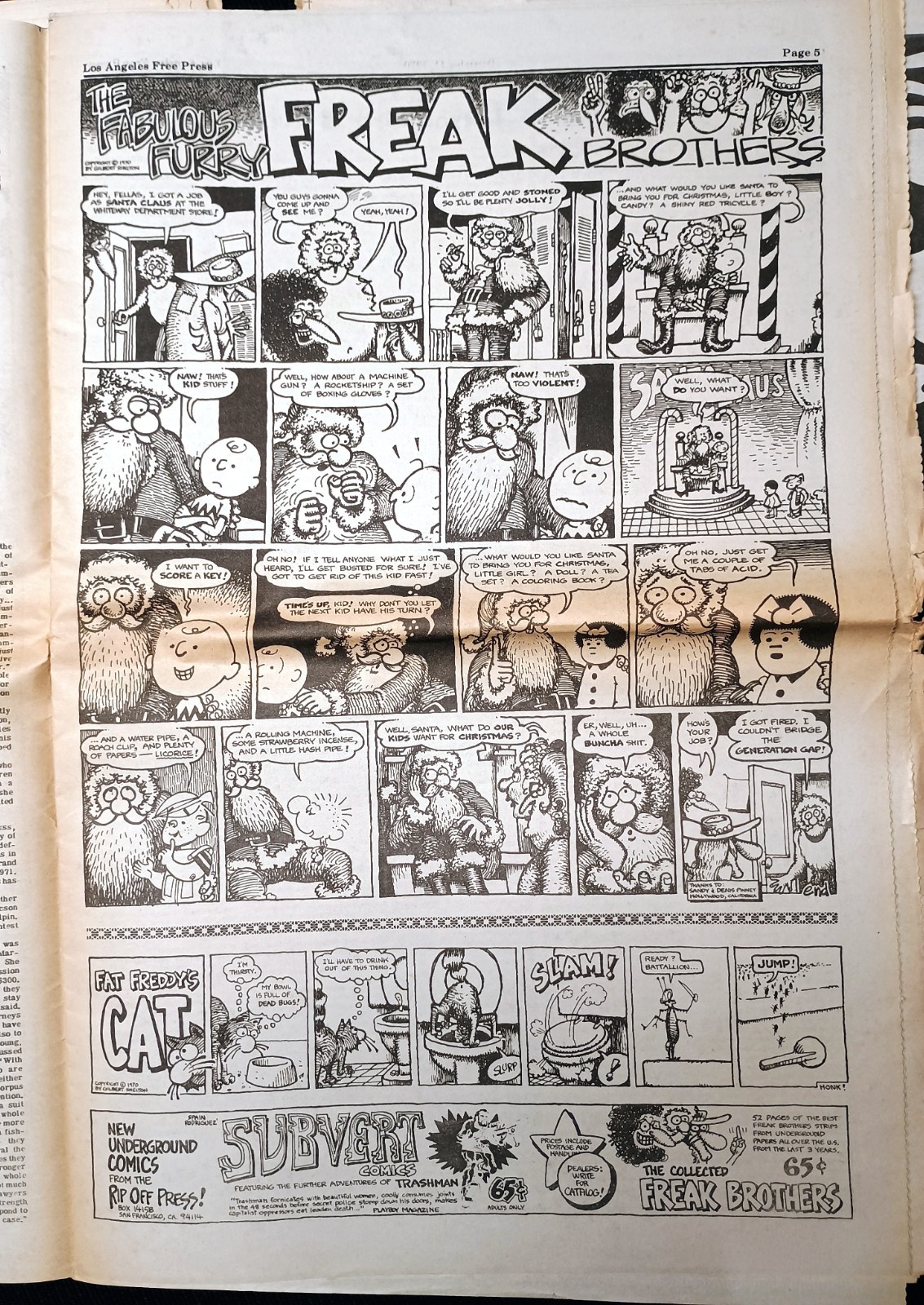 1970 newspaper LOS ANGELES FREE PRESS Freak Bros CHARLES MANSON Harlan Ellison