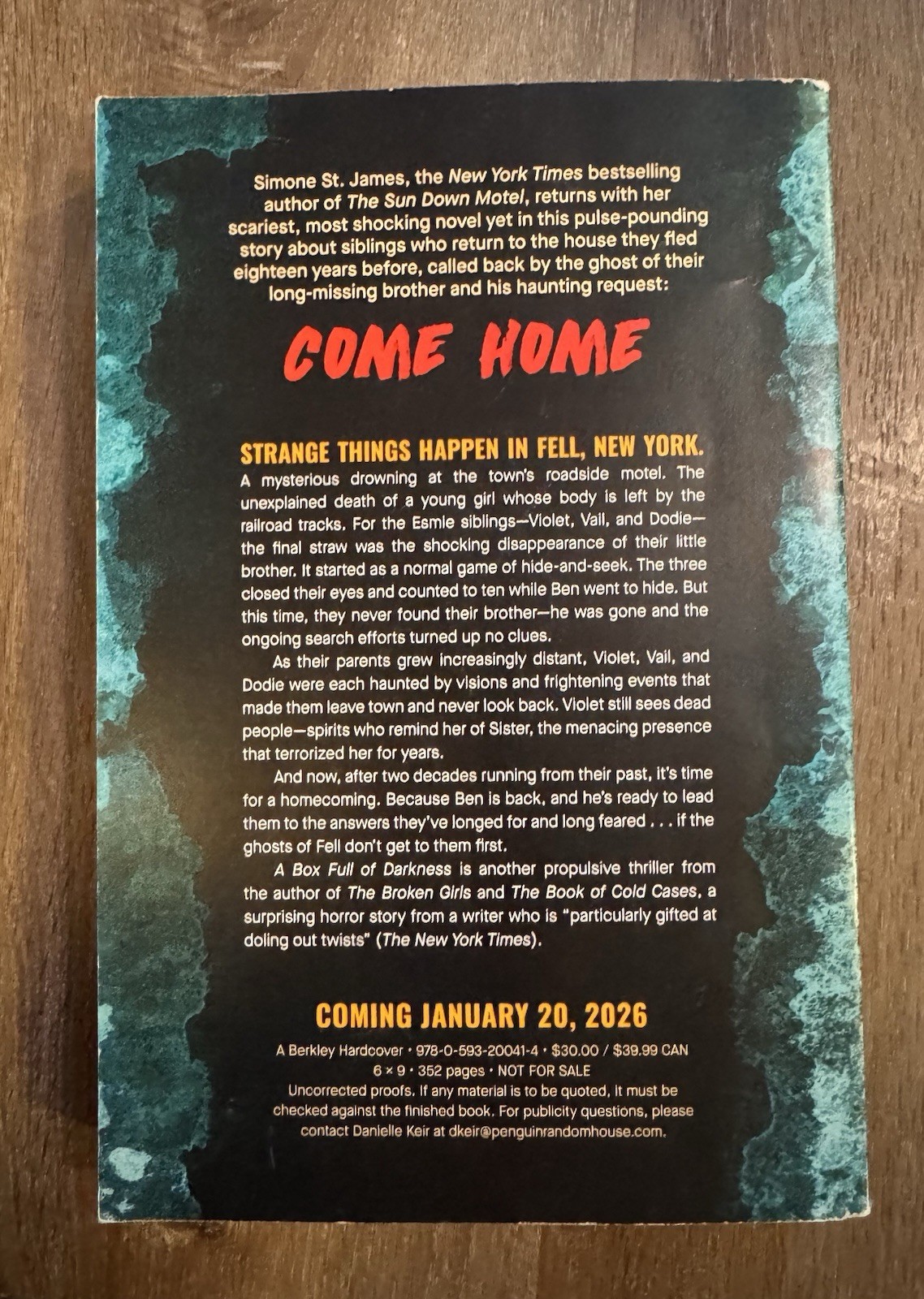 Simone St. James A Box Full of Darkness 2026 HC Uncorrected Proof