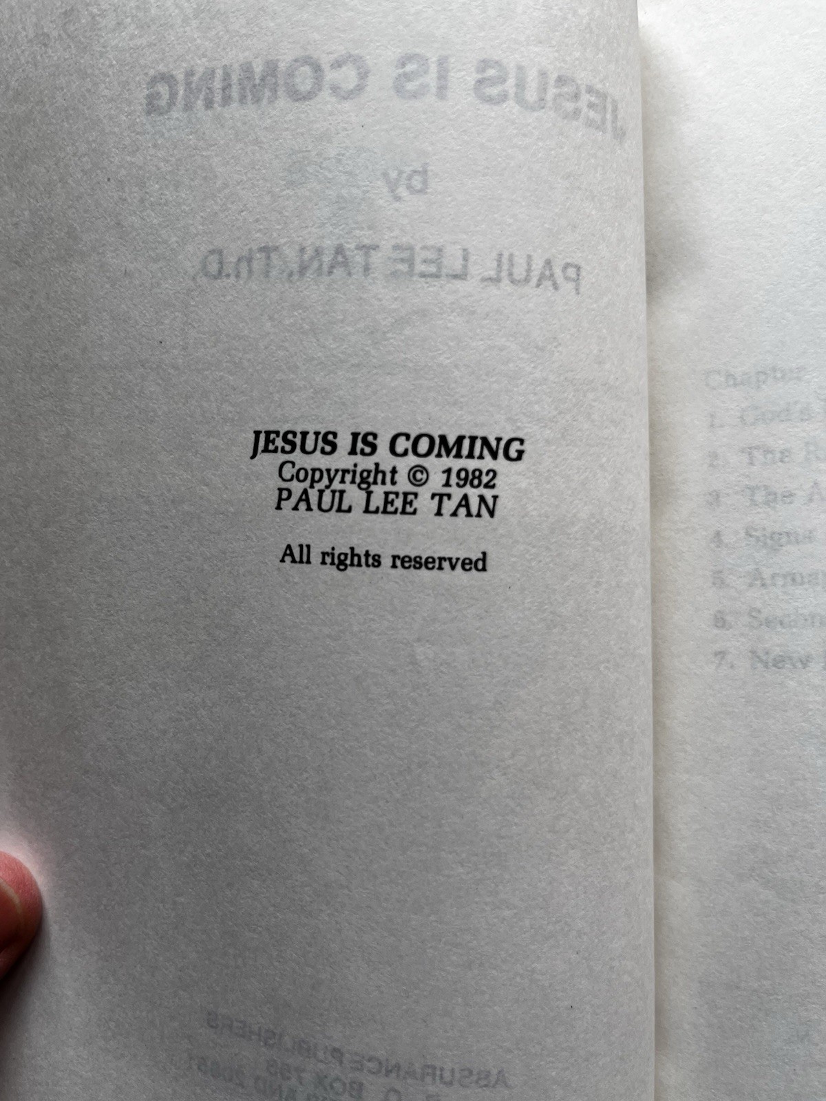 Jesus Is Coming: Major Themes In Bible Prophecy – 1982 – By Tan – PB – Very Good