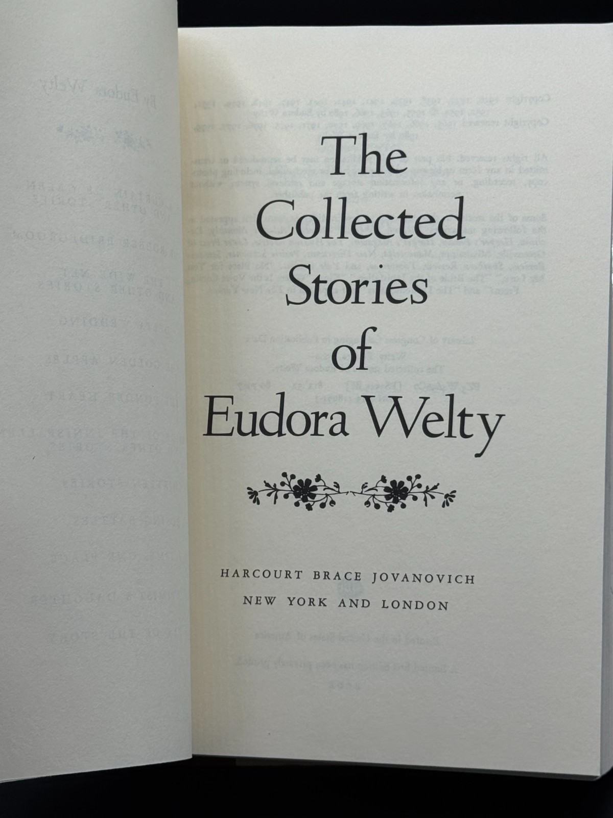 WELTY, Eudora. The Collected Stories of Eudora Welty. HBJ, 1980 SIGNED, 1st/1st.
