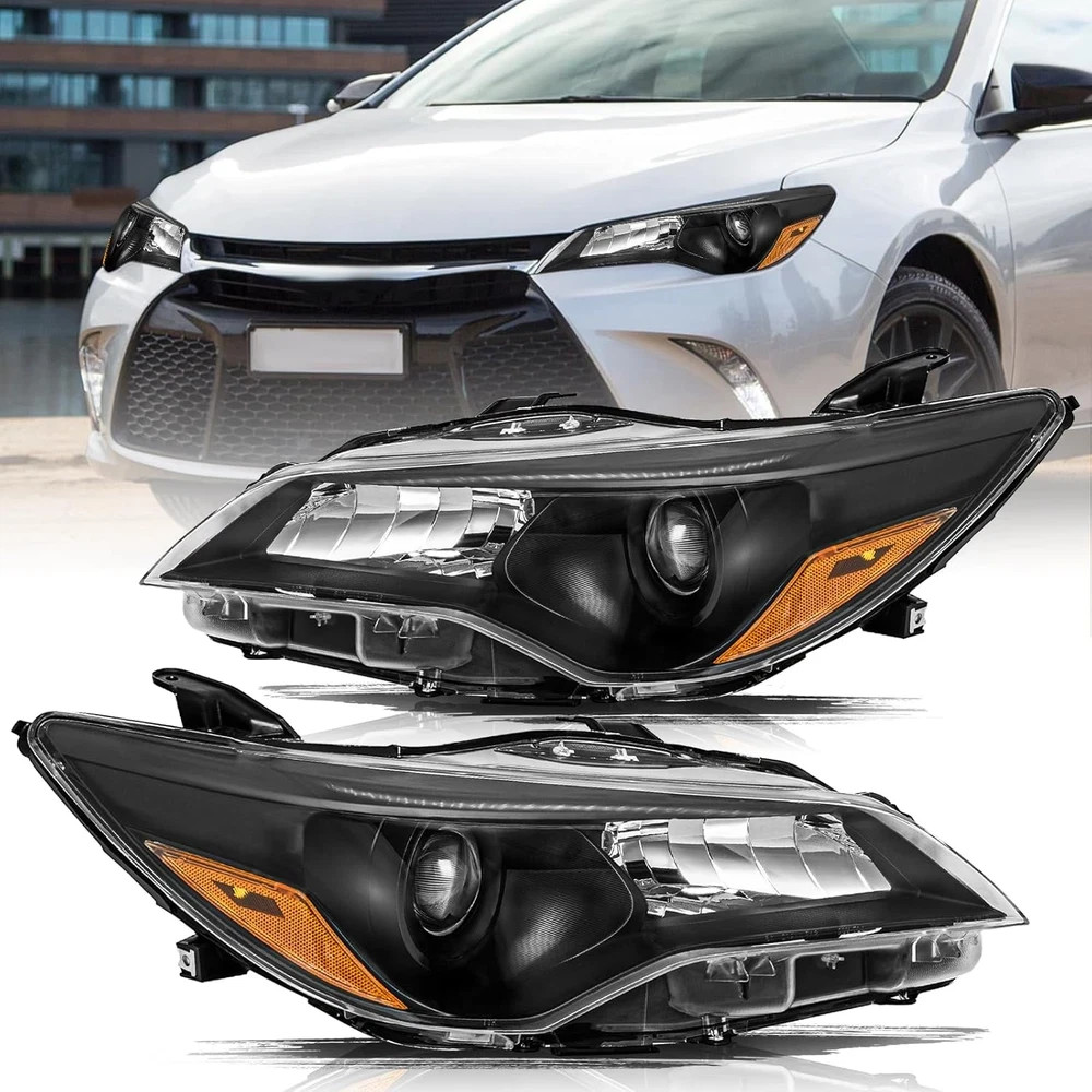 Fit for 2015 2016 2017 Toyota Camry Headlights Assembly Halogen Headlamp Black H