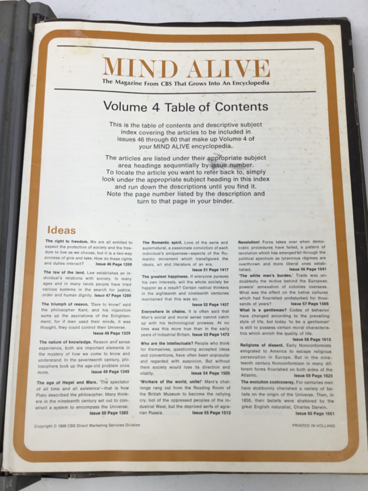 Mind Alive Encyclopedia Complete Set 8 Vol + Index. 1968-70 Binders