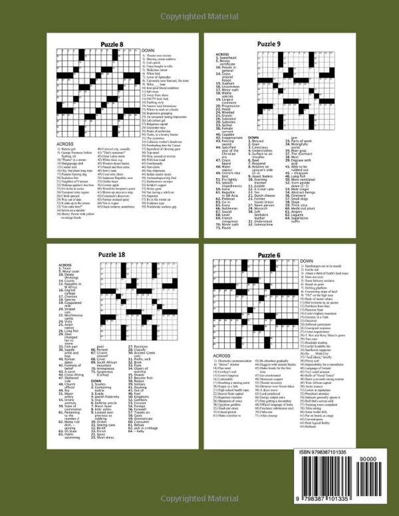 Large Print Medium Hard Level Crossword Puzzle Book for Adults: Large Print