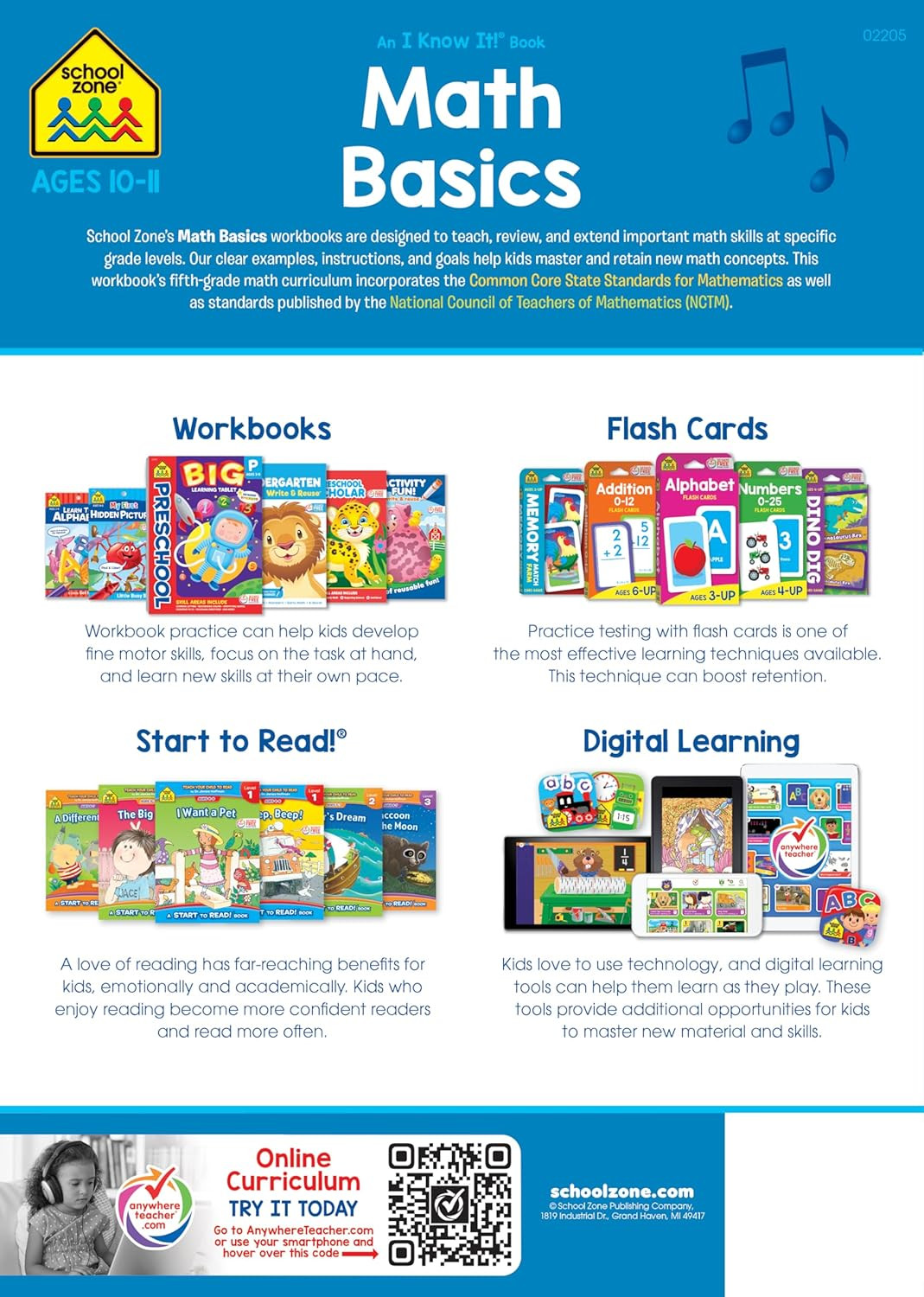 School Zone Math Basics 5 Workbook: 64 Pages, 5Th Grade, Division, Order of Oper