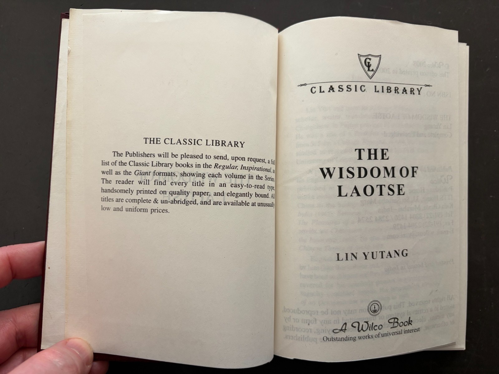 The Wisdom of Laotse by Lin Yutang Wilco 2008 HC VG!