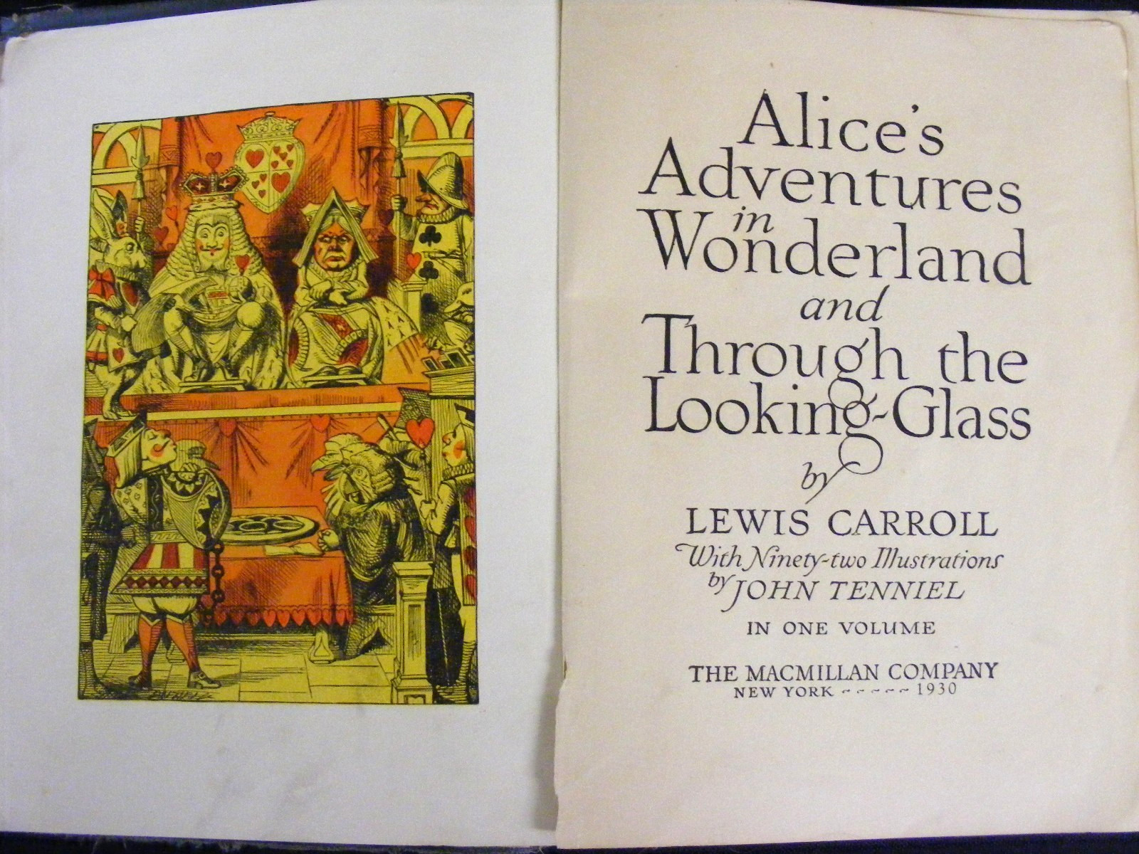 Alice’s Adventures in Wonderland Through Looking Glass by Lewis Carroll HC 1930
