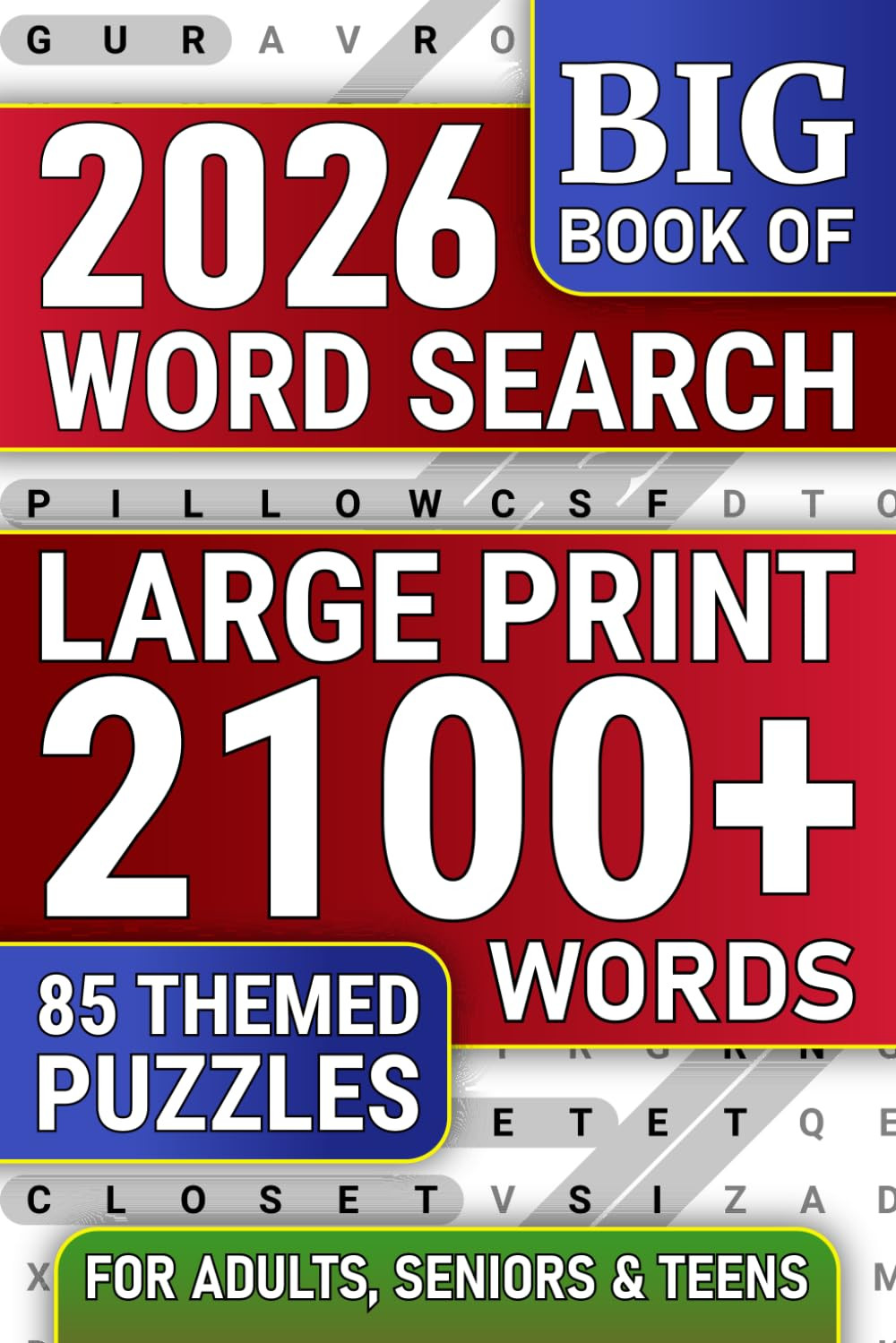 Big 2100+ Words, Word Search Large Print for Adults: Themed Word Find Puzzles Bo
