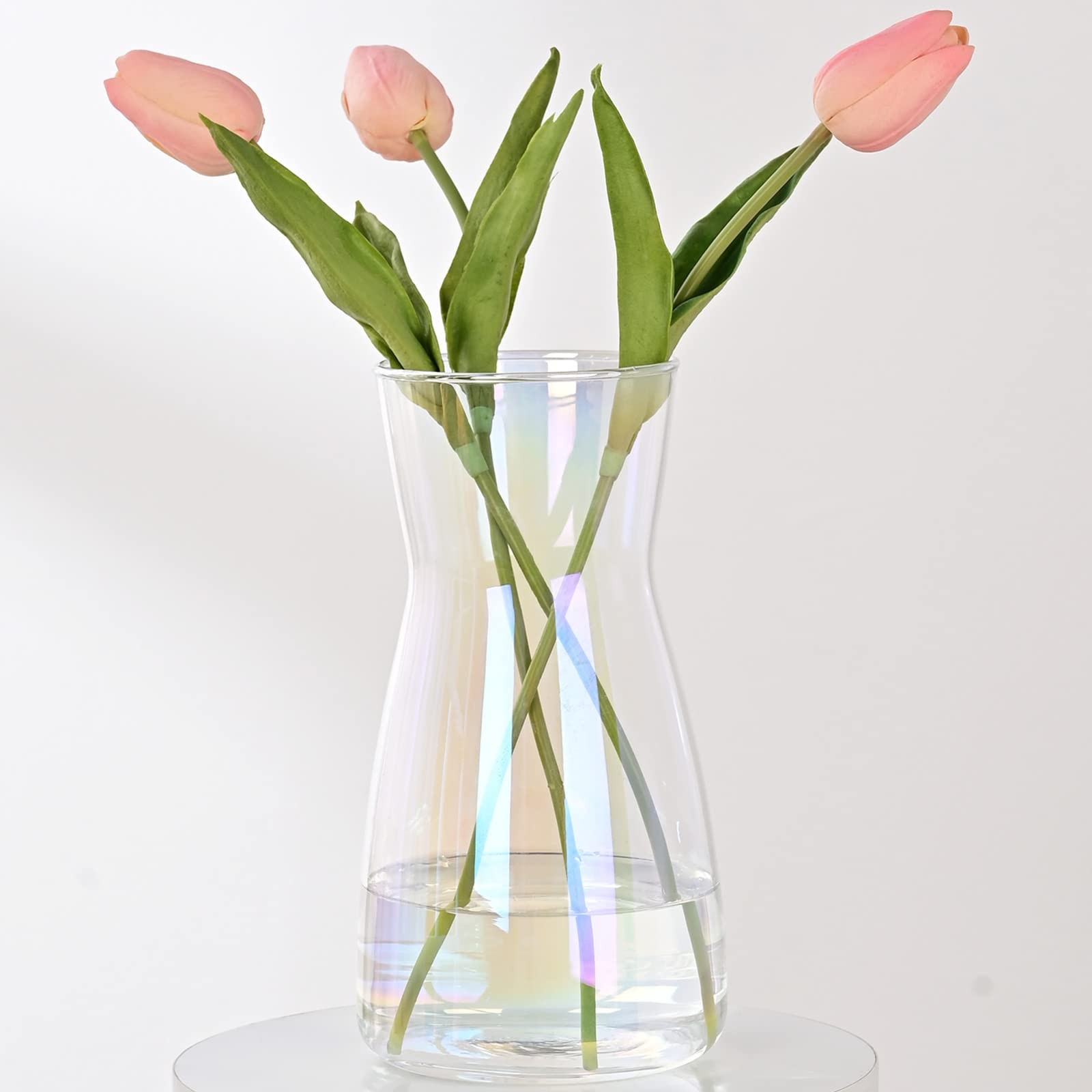 8 inch Iridescent Glass Flower Vases for 8 inches (Height),