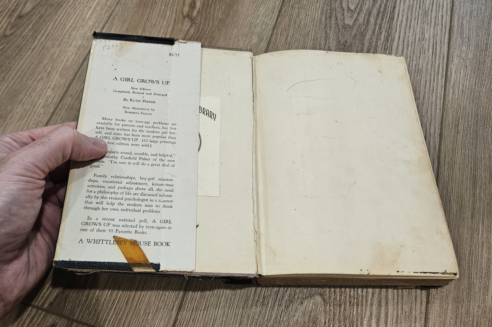 A Girl Grows Ruth Fedder Second Edition 1948 HC DJ Ex-Library Rare Dust Jacket