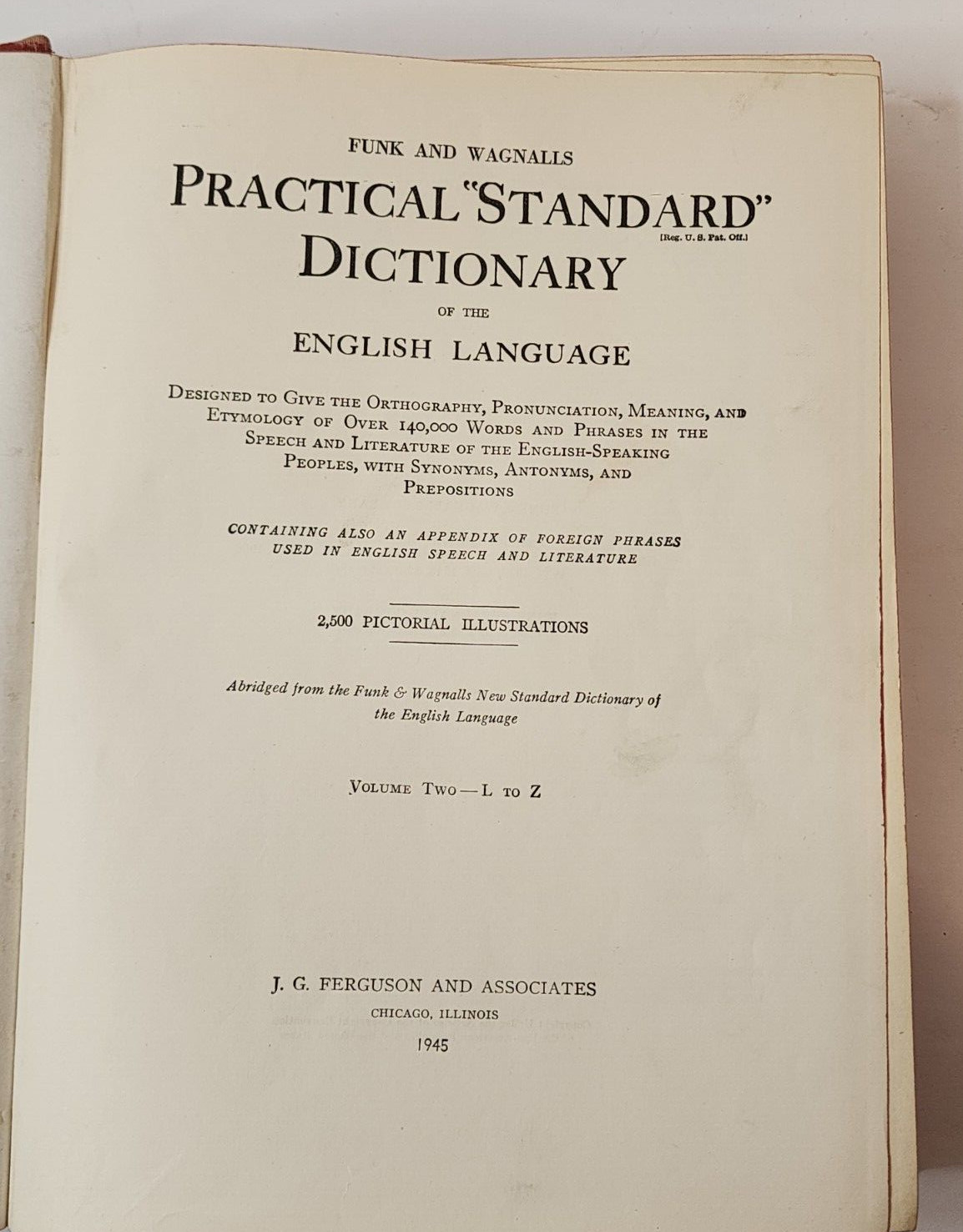 FUNK AND WAGNALLS PRACTICAL STANDARD DICTIONARY OF THE ENGLISH LANGUAGE SET 1945