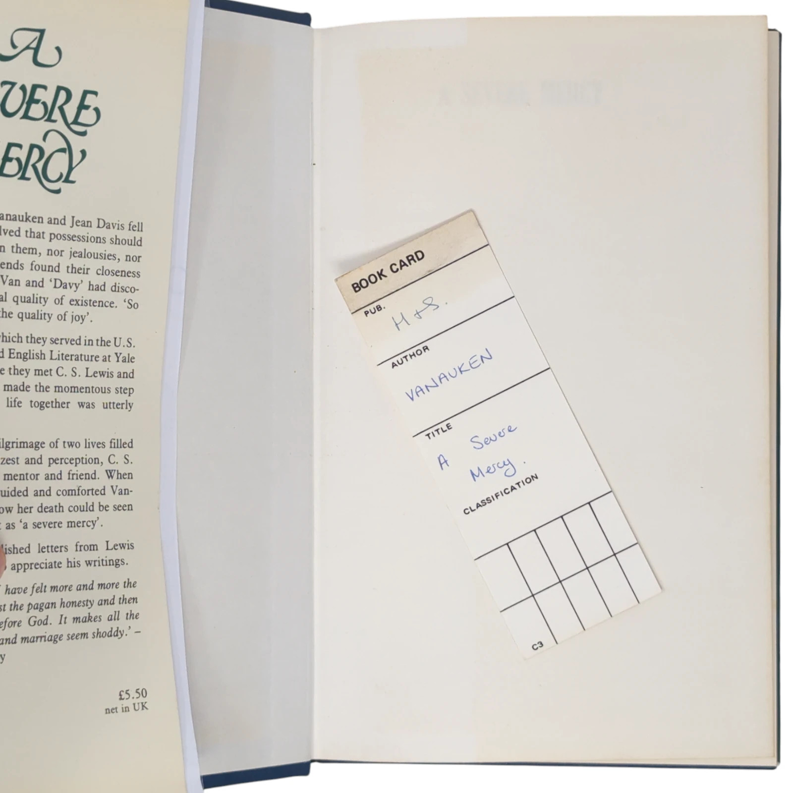 1977 A Severe Mercy SHELDON VANAUKEN C S Lewis & a Pagan Love Christ 1ST EDITION