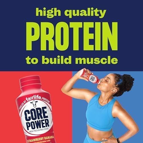 12 Pack Core Power Protein Shake, Strawberry Banana, 26g Bottle, 14oz,