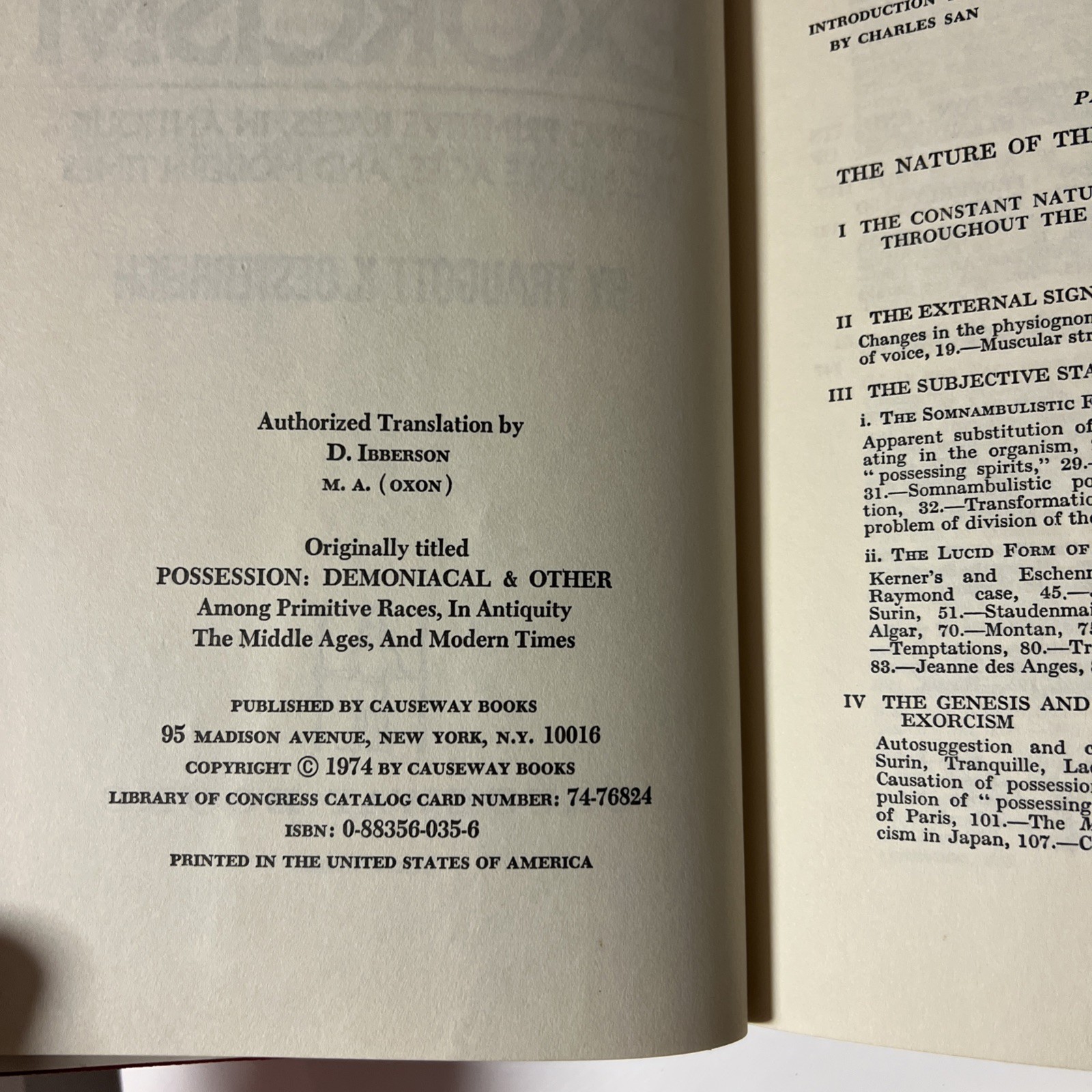 POSSESSION AND EXORCISM – Traugott K Oesterreich ( HC/DJ 1974) First Edition
